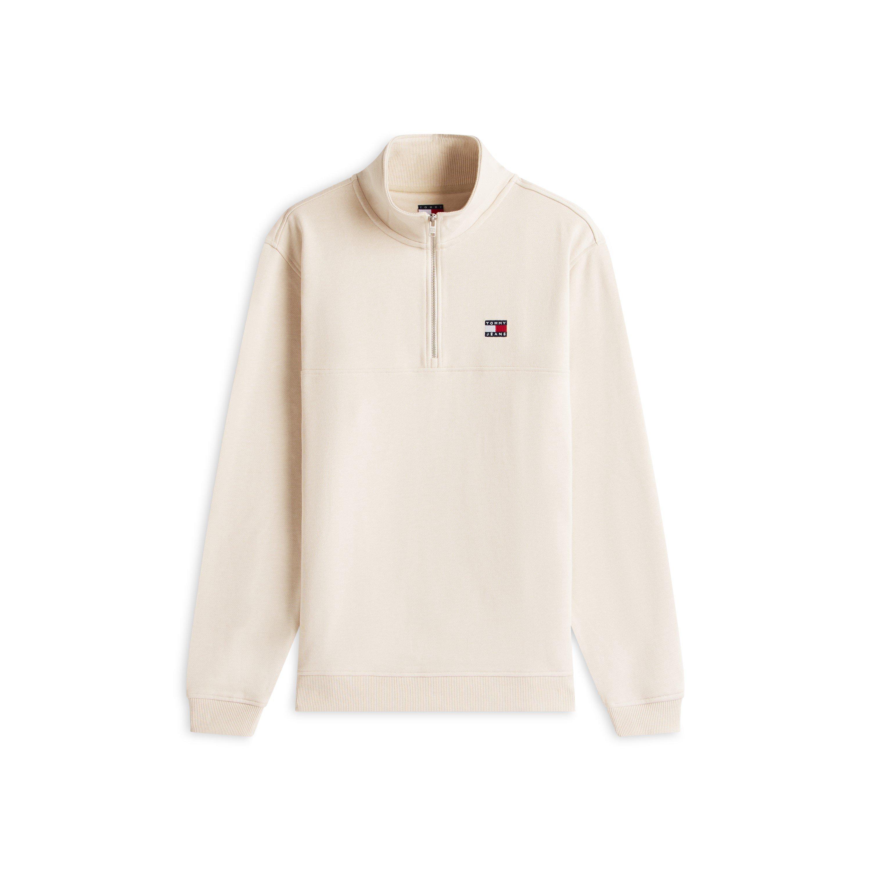 Tommy Jeans Men's Regular Badge 1/4 Zip Fleece - Ancient White - M