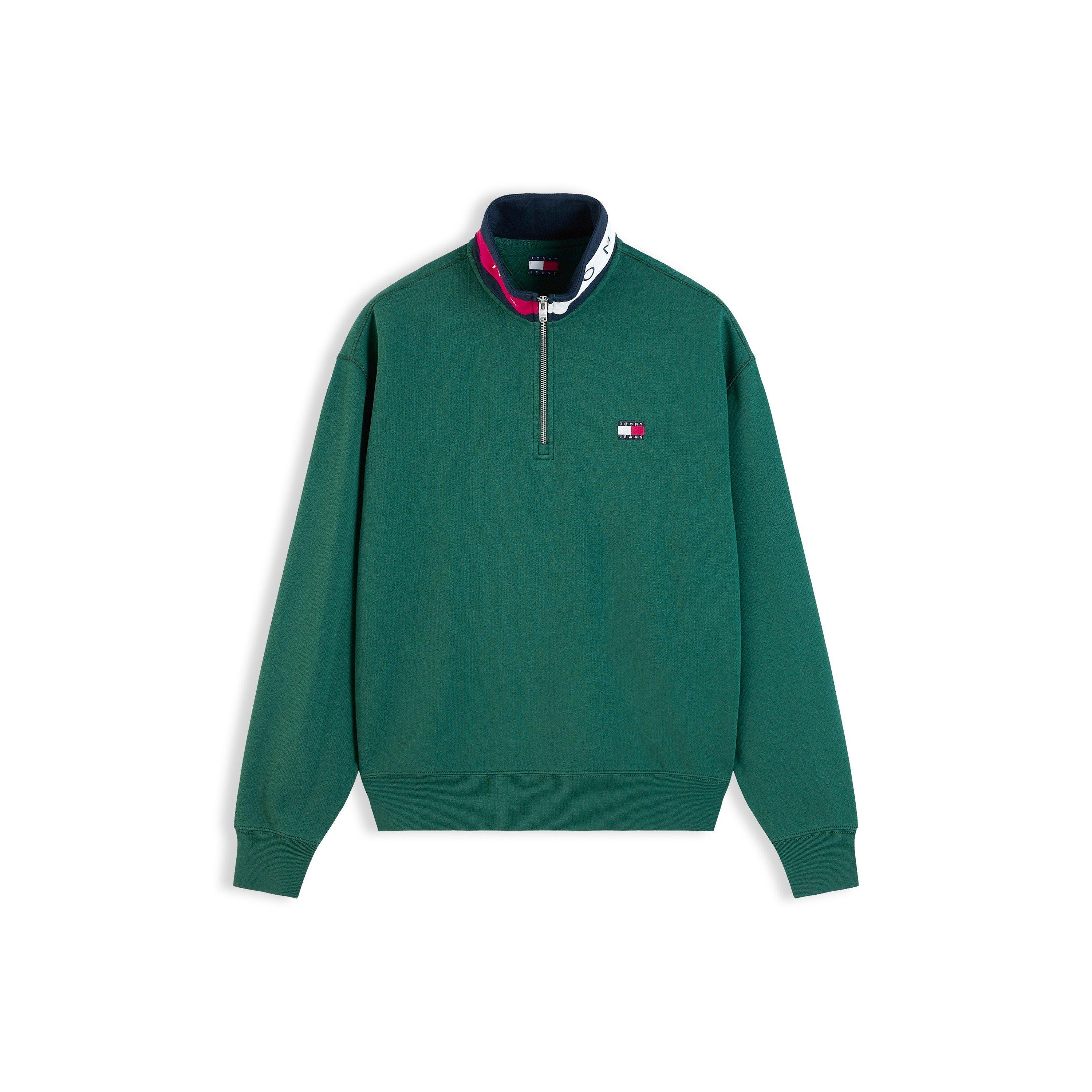 Tommy Jeans Men's Green 1/4 Zip Sweatshirt Size 1 - Image 3