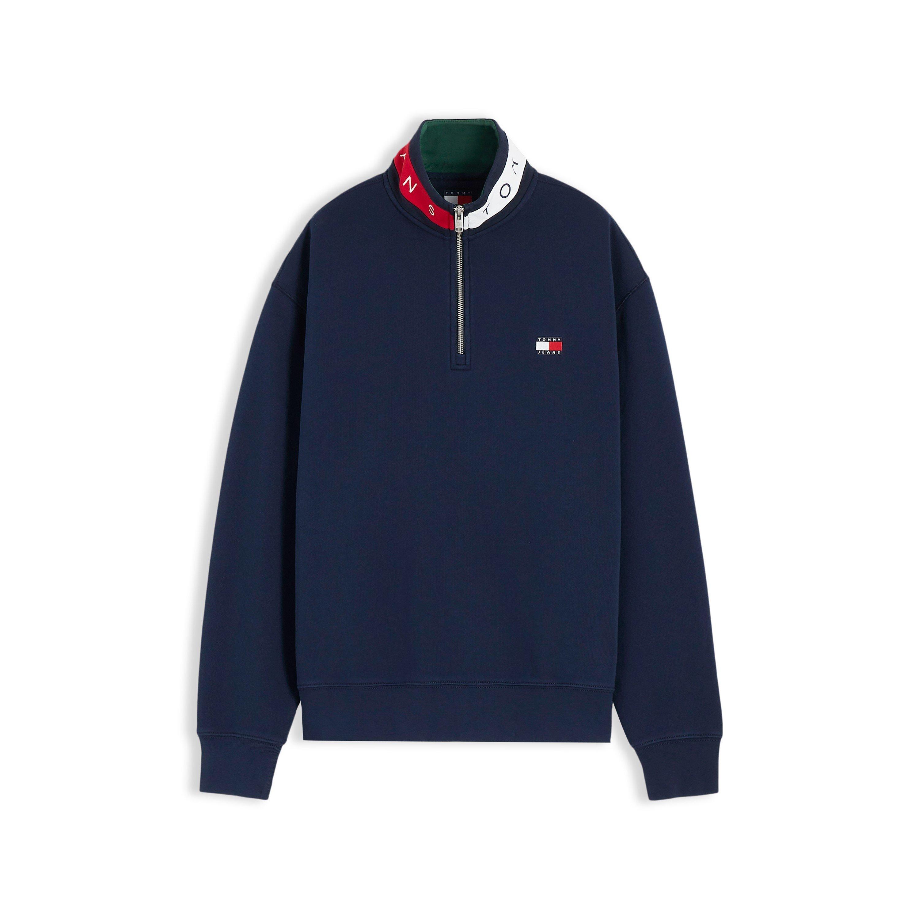 Dark Blue - Tommy Jeans - TJ 1/4Zip Collr Logo Sn64 - 1