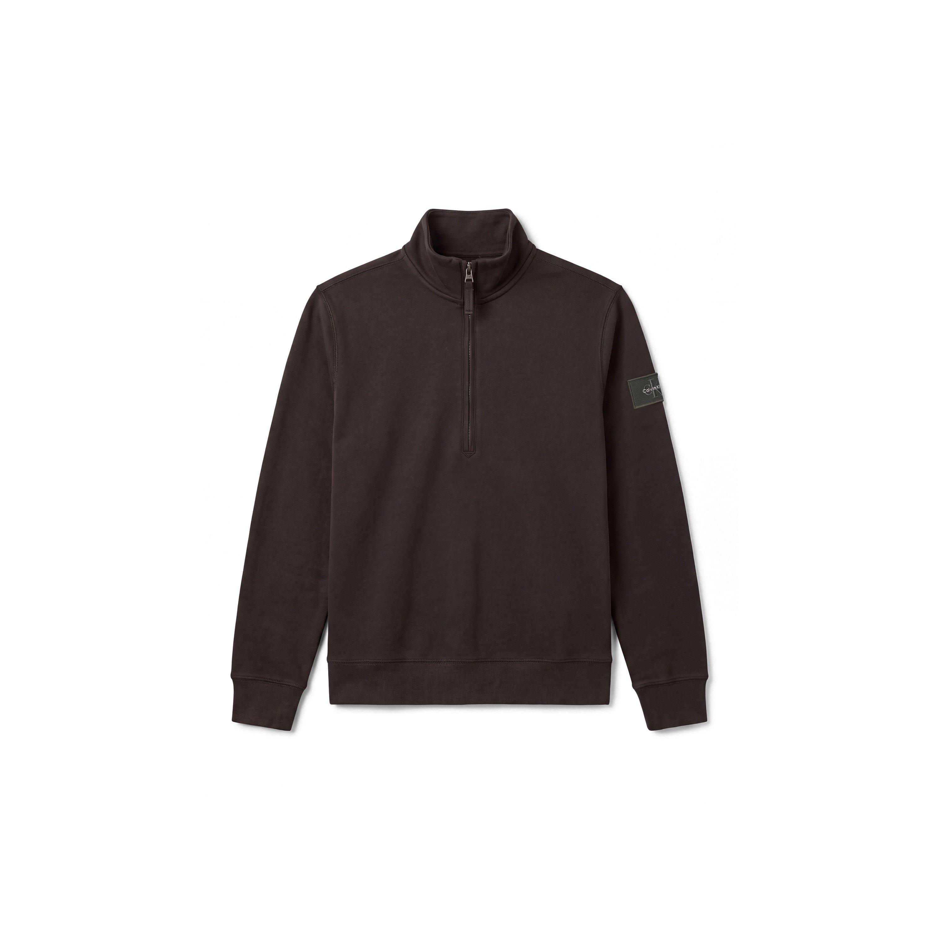 Black 8MN - Calvin Klein Jeans - Men's Badge 1/4-Zip Cotton Fleece Top - 1