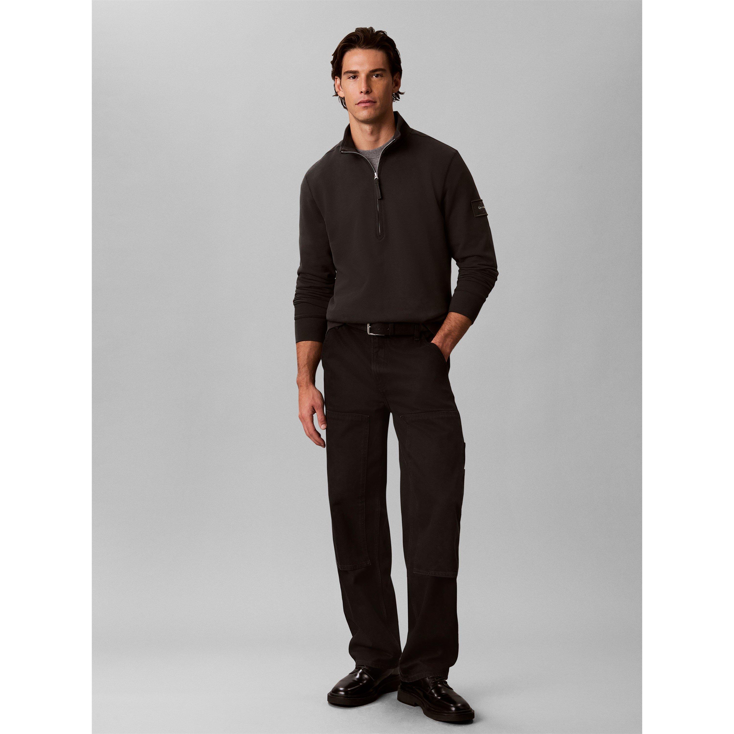 Black 8MN - Calvin Klein Jeans - Men's Badge 1/4-Zip Cotton Fleece Top - 2