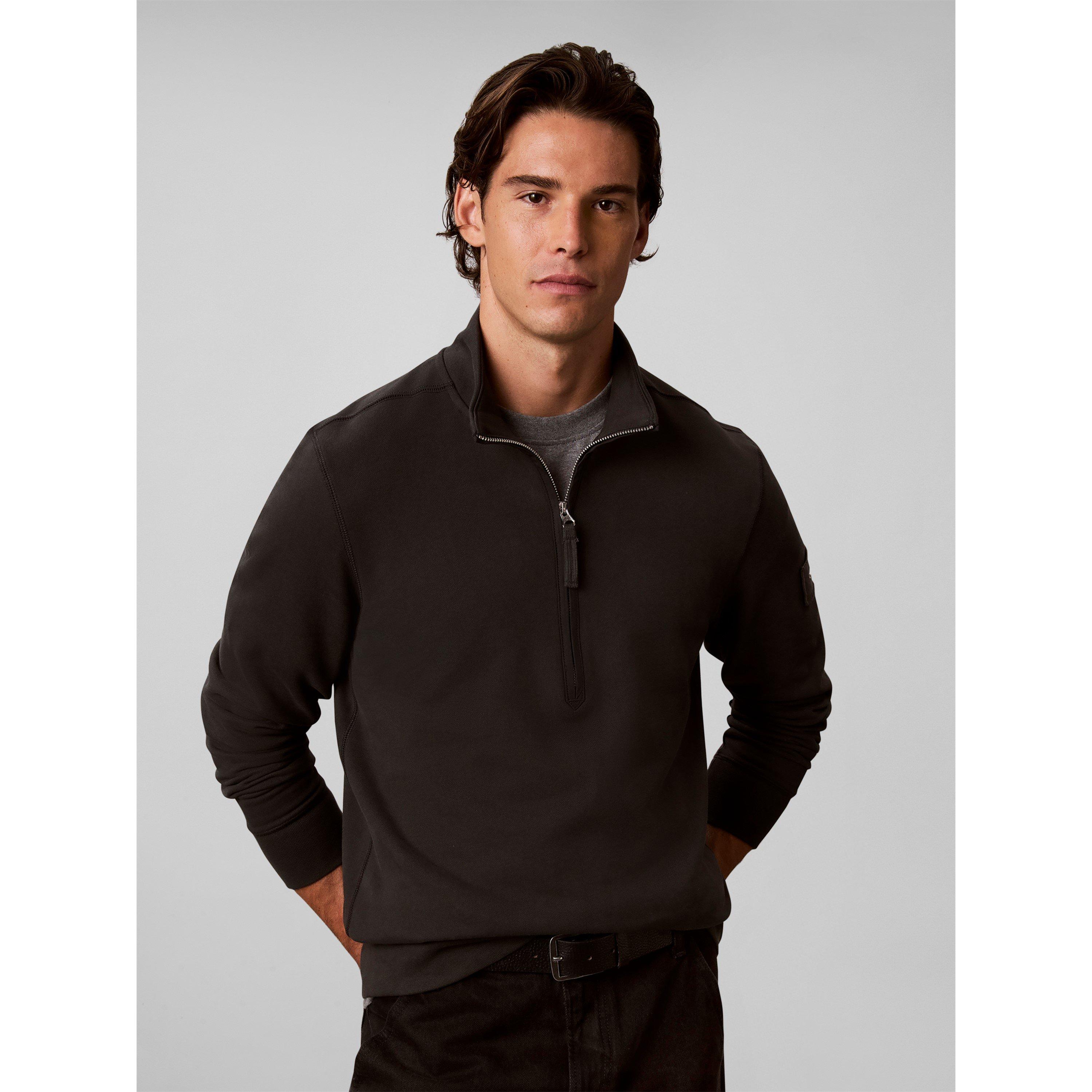 Black 8MN - Calvin Klein Jeans - Men's Badge 1/4-Zip Cotton Fleece Top - 3