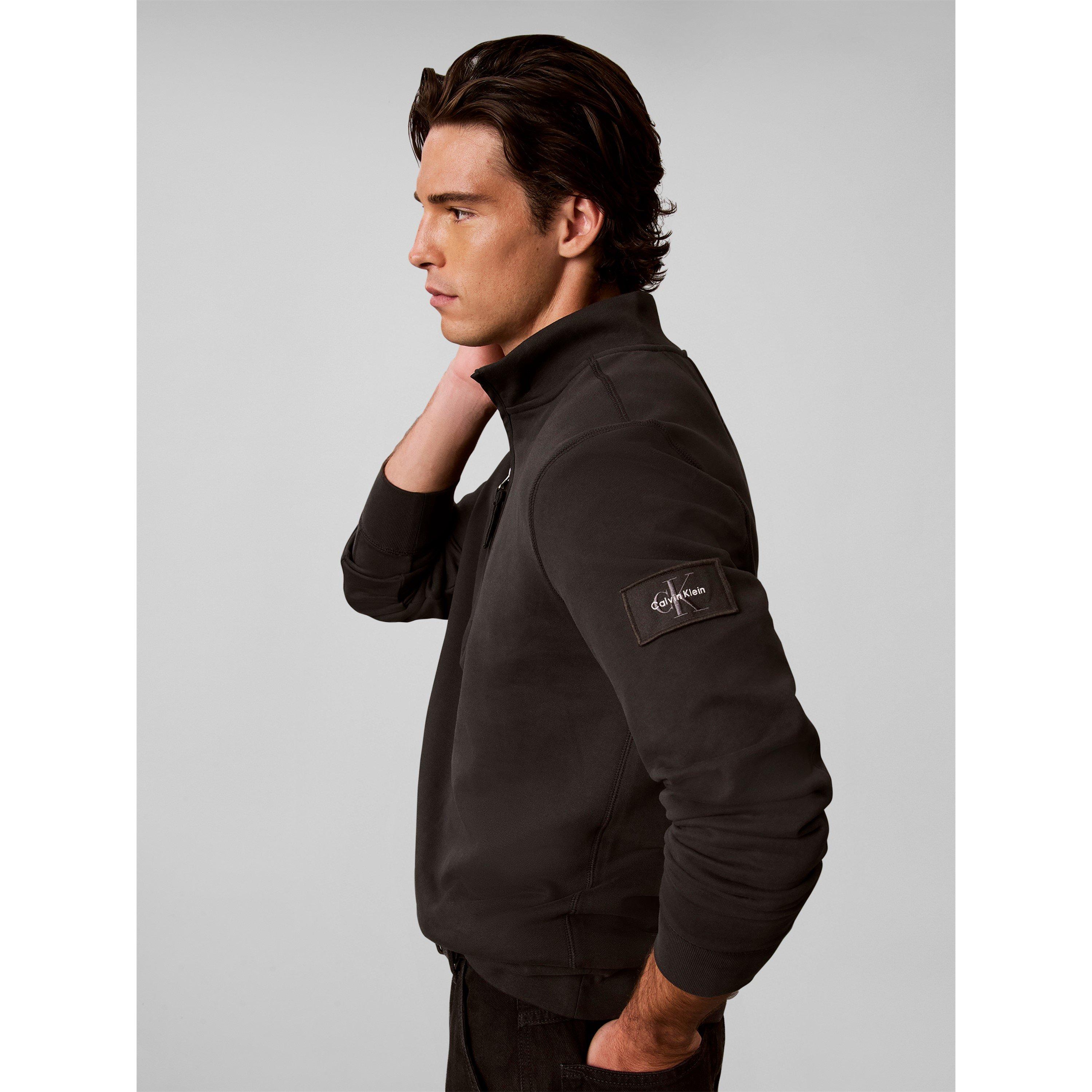 Black 8MN - Calvin Klein Jeans - Men's Badge 1/4-Zip Cotton Fleece Top - 4