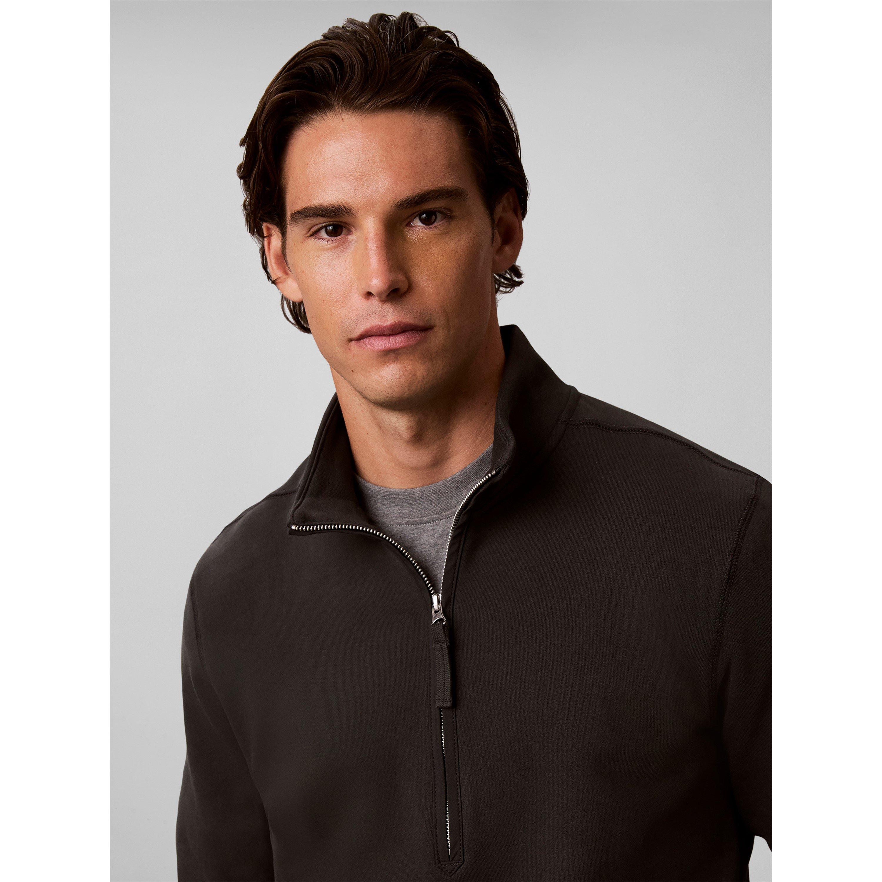 Black 8MN - Calvin Klein Jeans - Men's Badge 1/4-Zip Cotton Fleece Top - 6