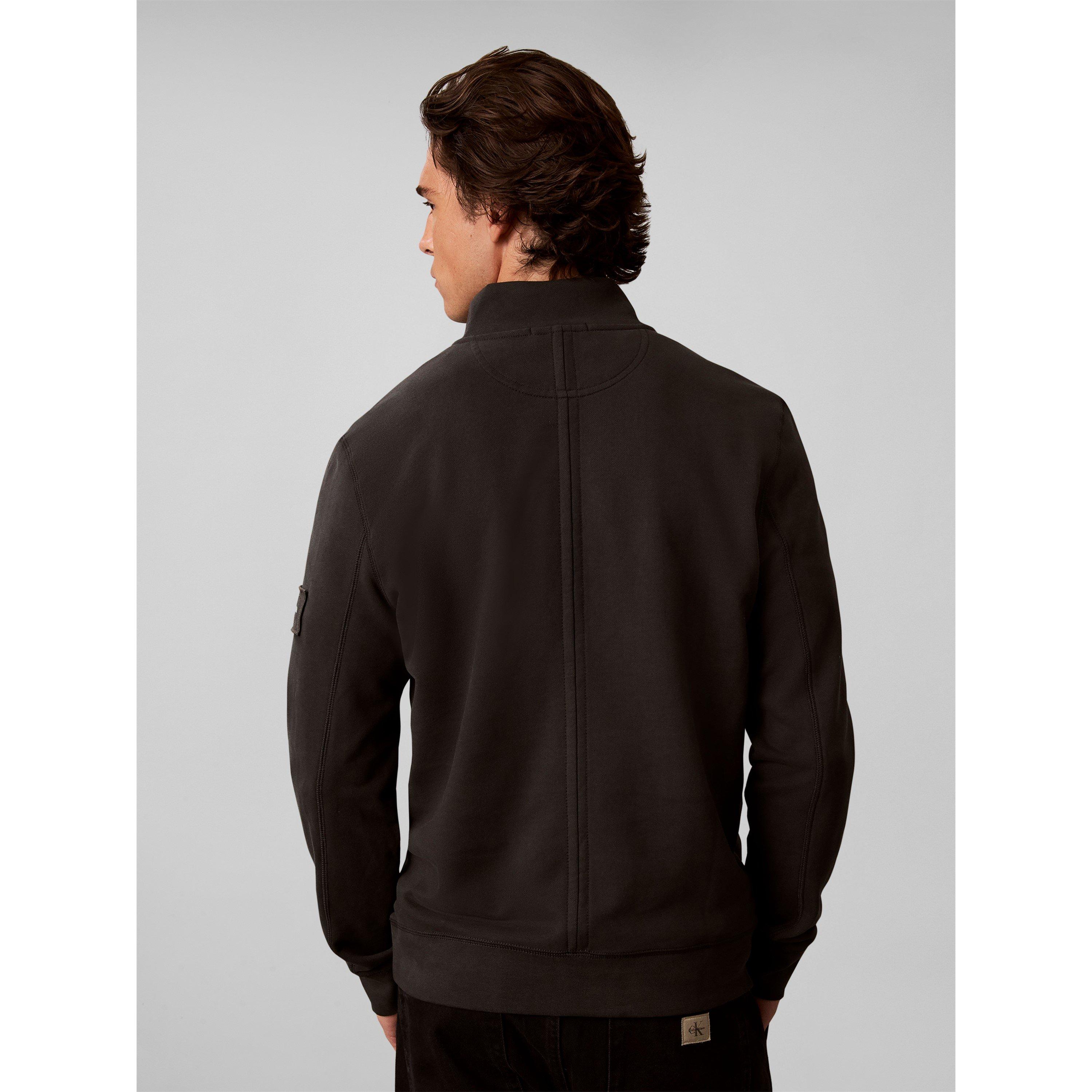 Black 8MN - Calvin Klein Jeans - Men's Badge 1/4-Zip Cotton Fleece Top - 7