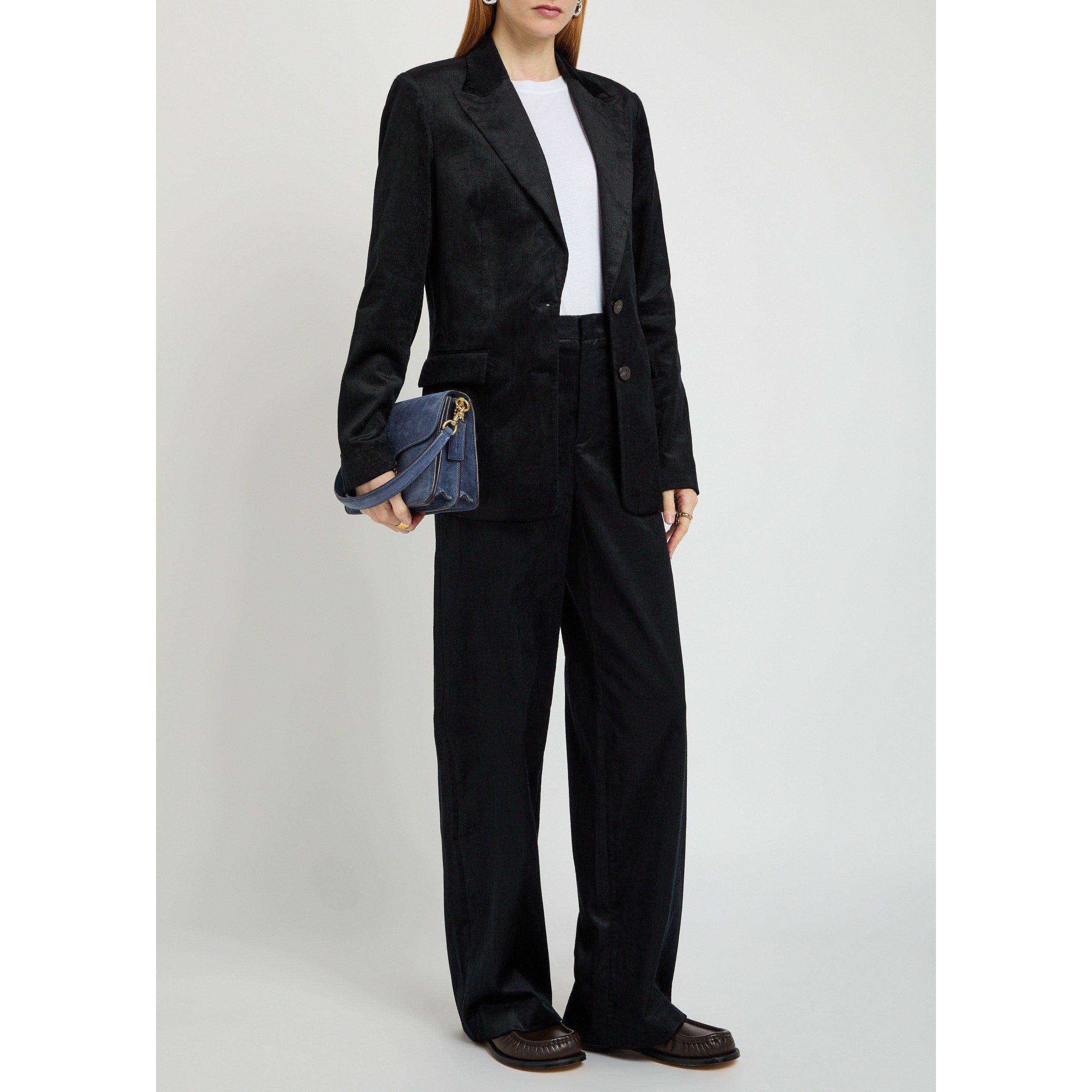 BLACK - Vince - Women's Velvet Slim-Fit Blazer - 5
