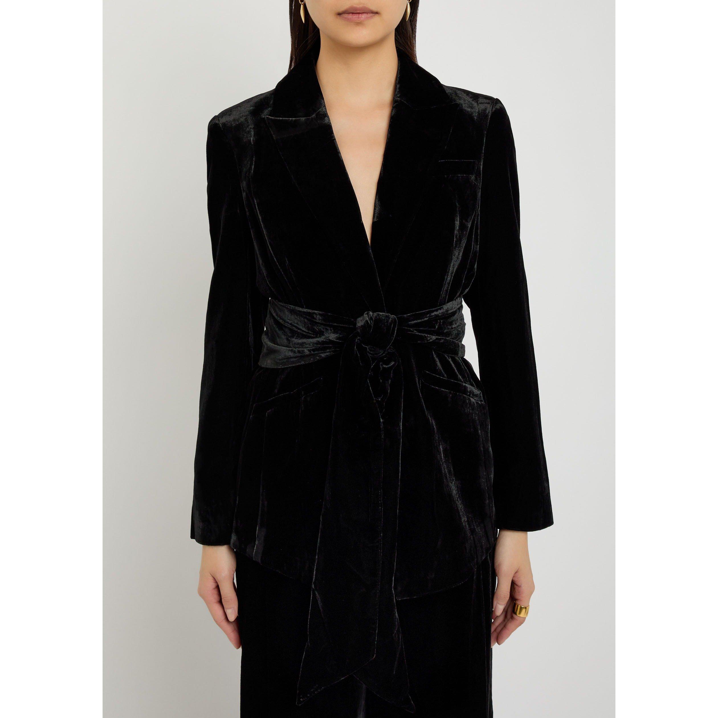 BLACK - Veronica Beard - Women's Issel Jacket Velvet Blazer - 2