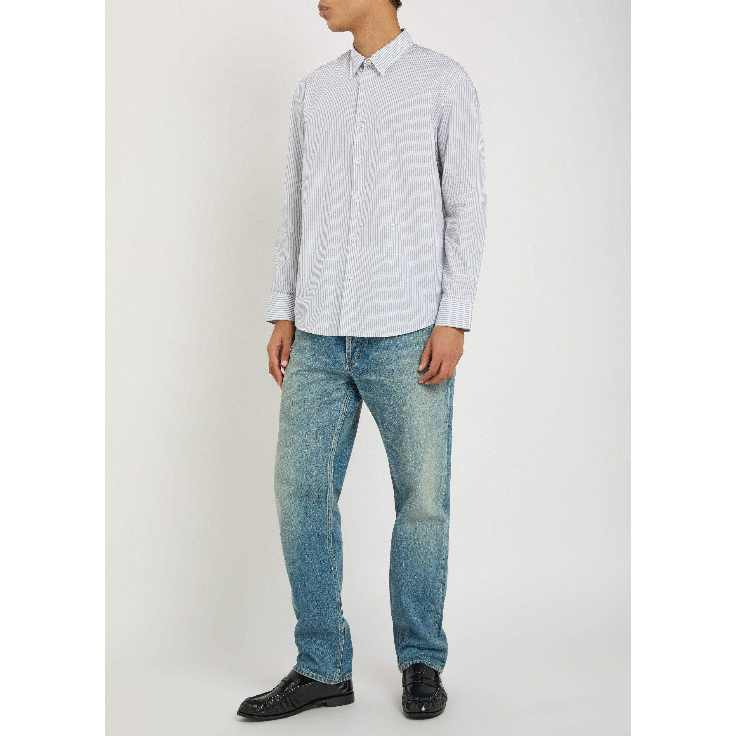 GREY - Saint Laurent - YSL STRIPE CLASSIC SHIRT - 5