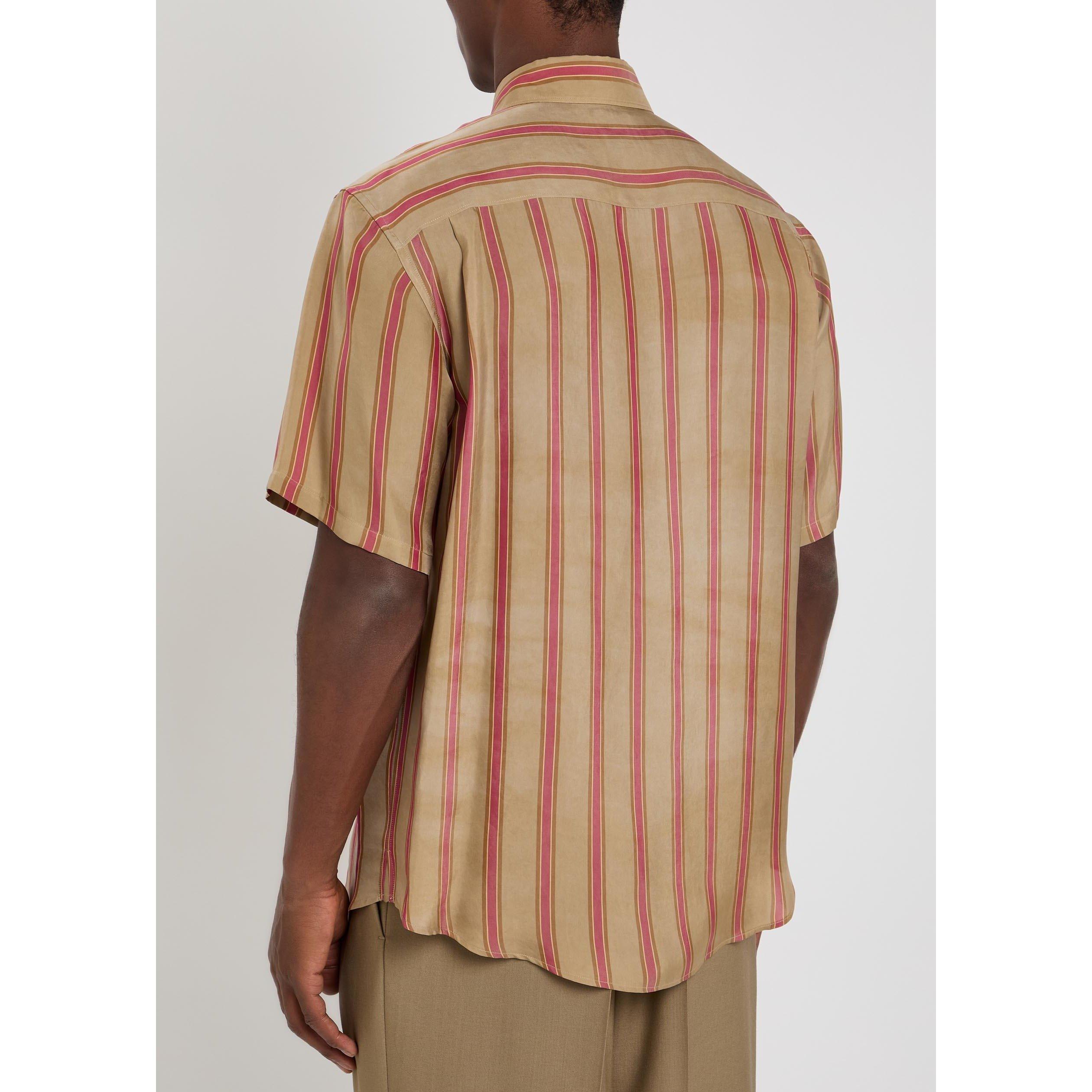 MULTICOLOURED 1 - Saint Laurent - Men's Striped Cupro Short-Sleeve Shirt - 3