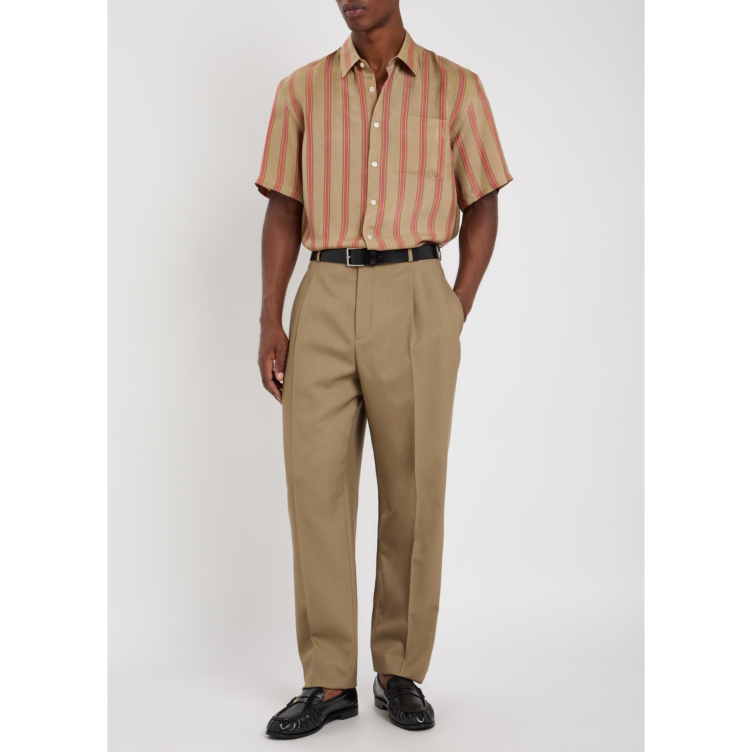 MULTICOLOURED 1 - Saint Laurent - Men's Striped Cupro Short-Sleeve Shirt - 5