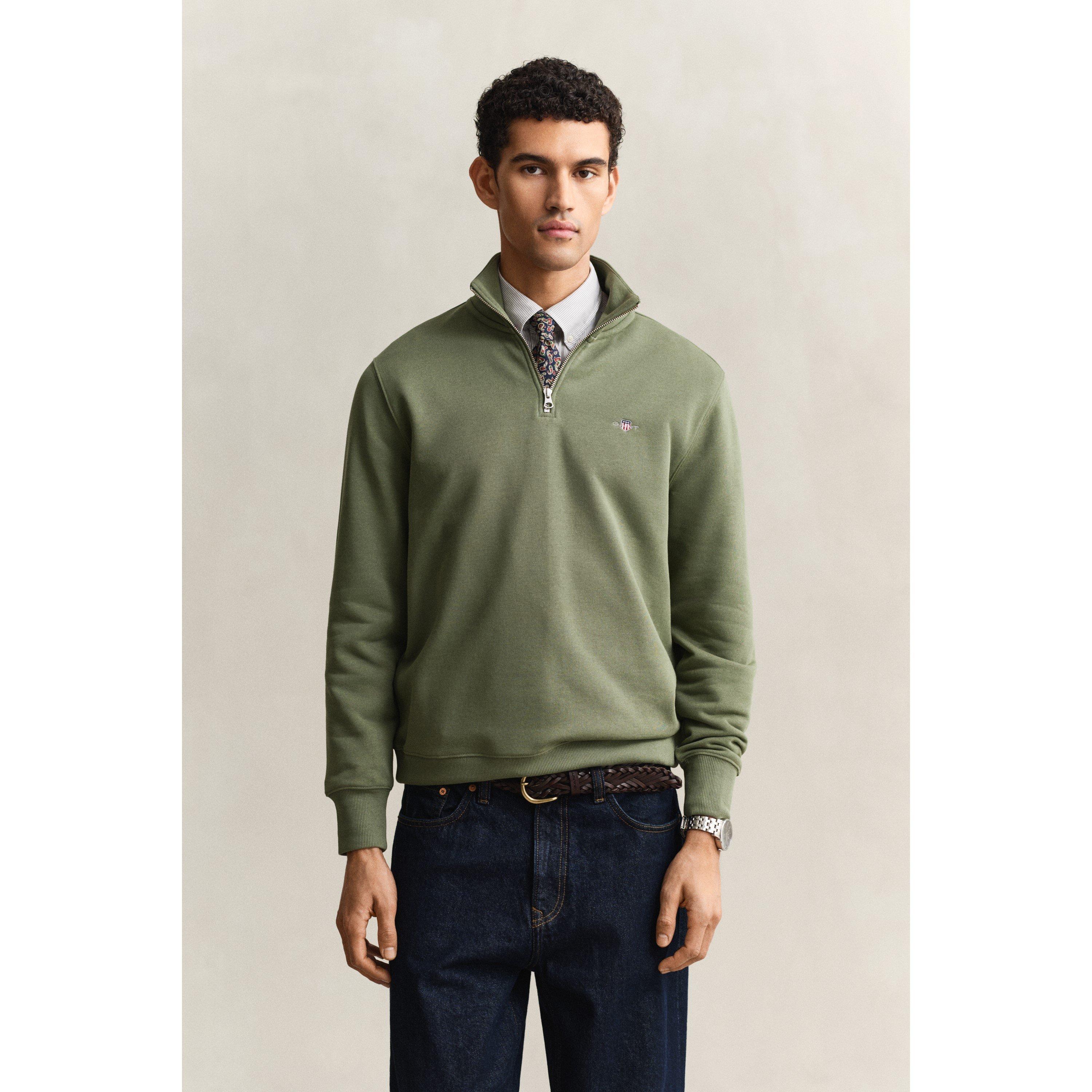 Gant Shield Half-Zip Sweatshirt - Herb Green 379 - XL