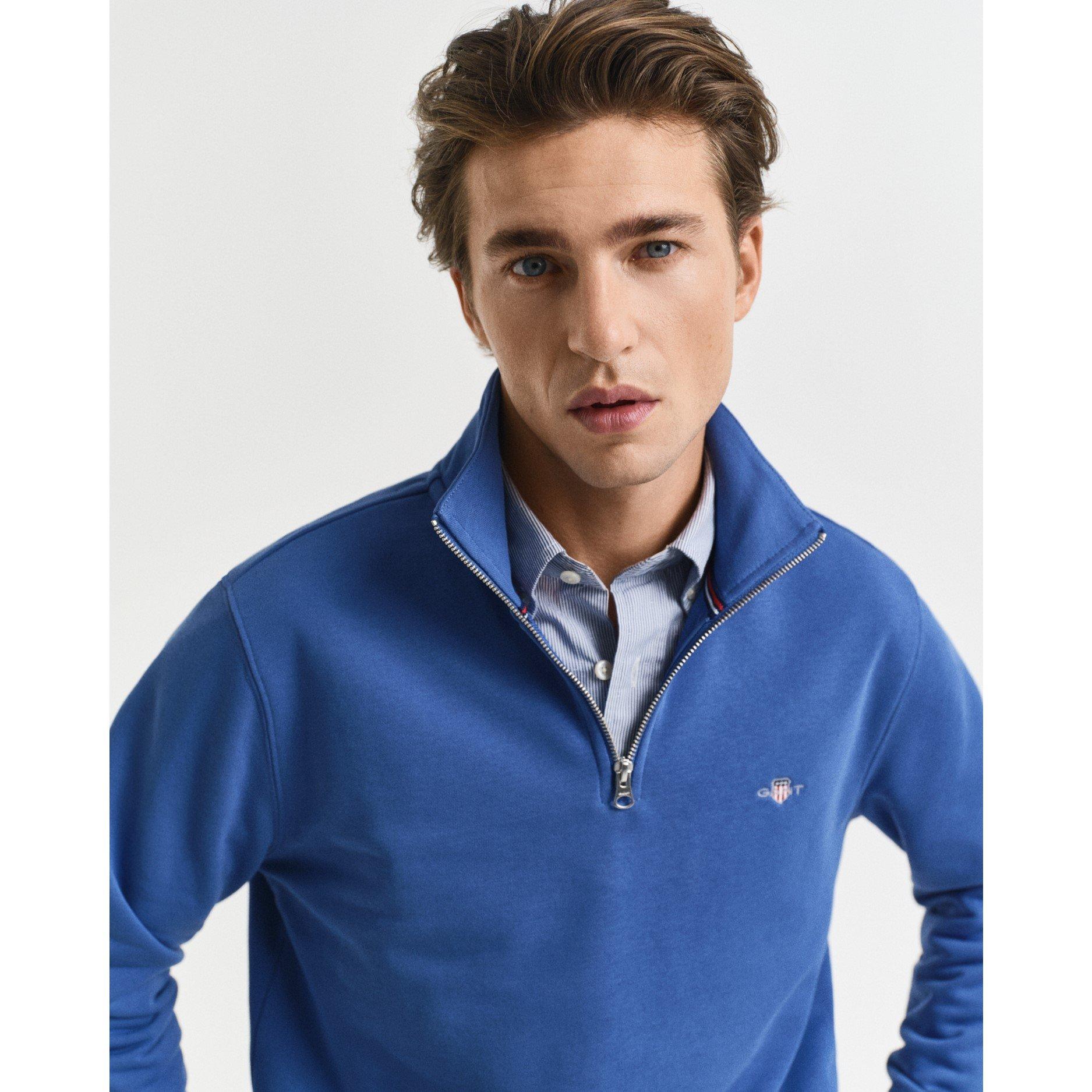 Rich Blue - Gant - Shield Half-Zip Sweatshirt - 3