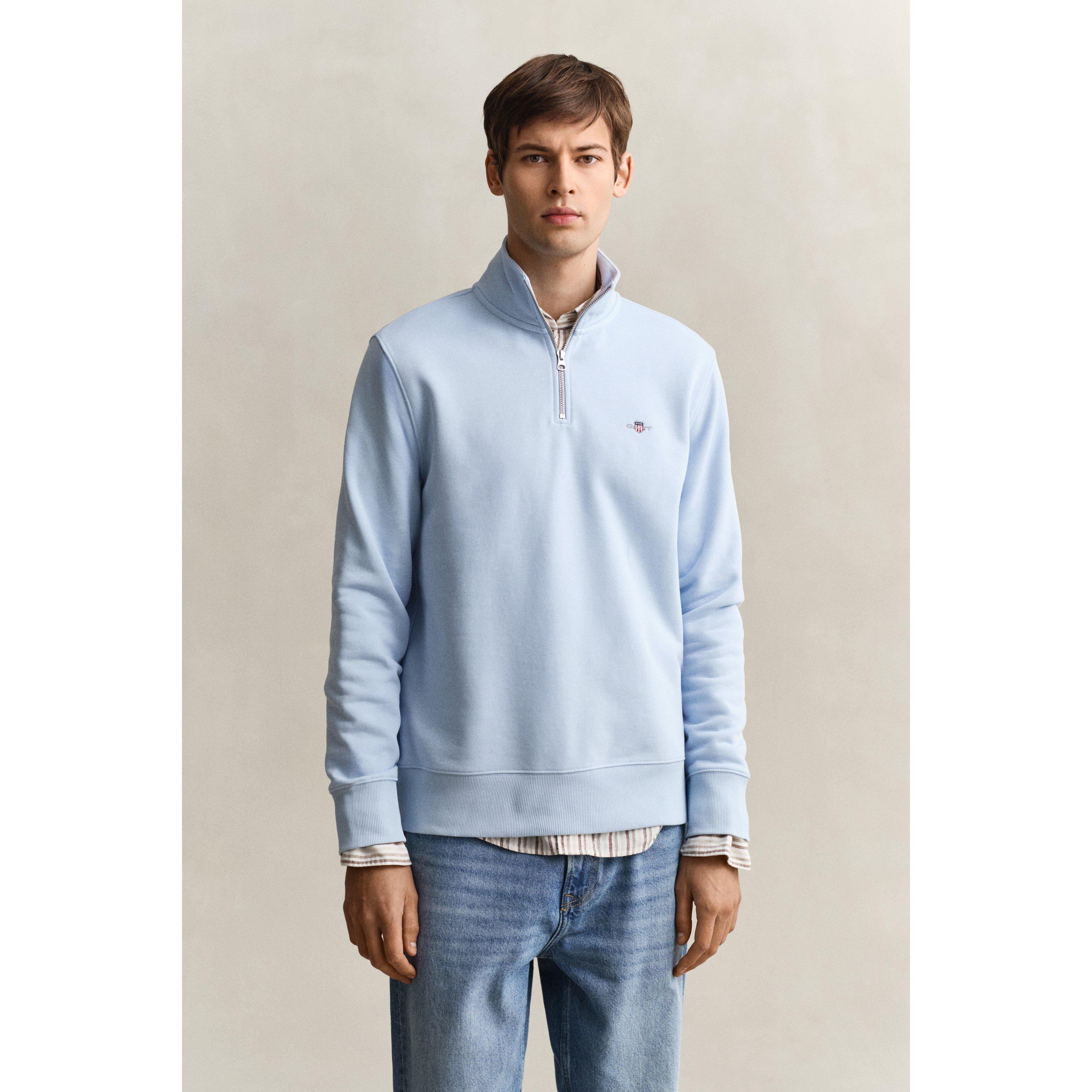 Gant Shield Half-Zip Sweatshirt - Fresh Blue 457 - XL