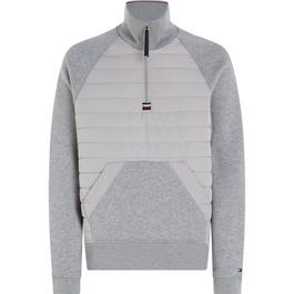 Tommy Hilfiger Mixed Media Half Zip Fleece Top