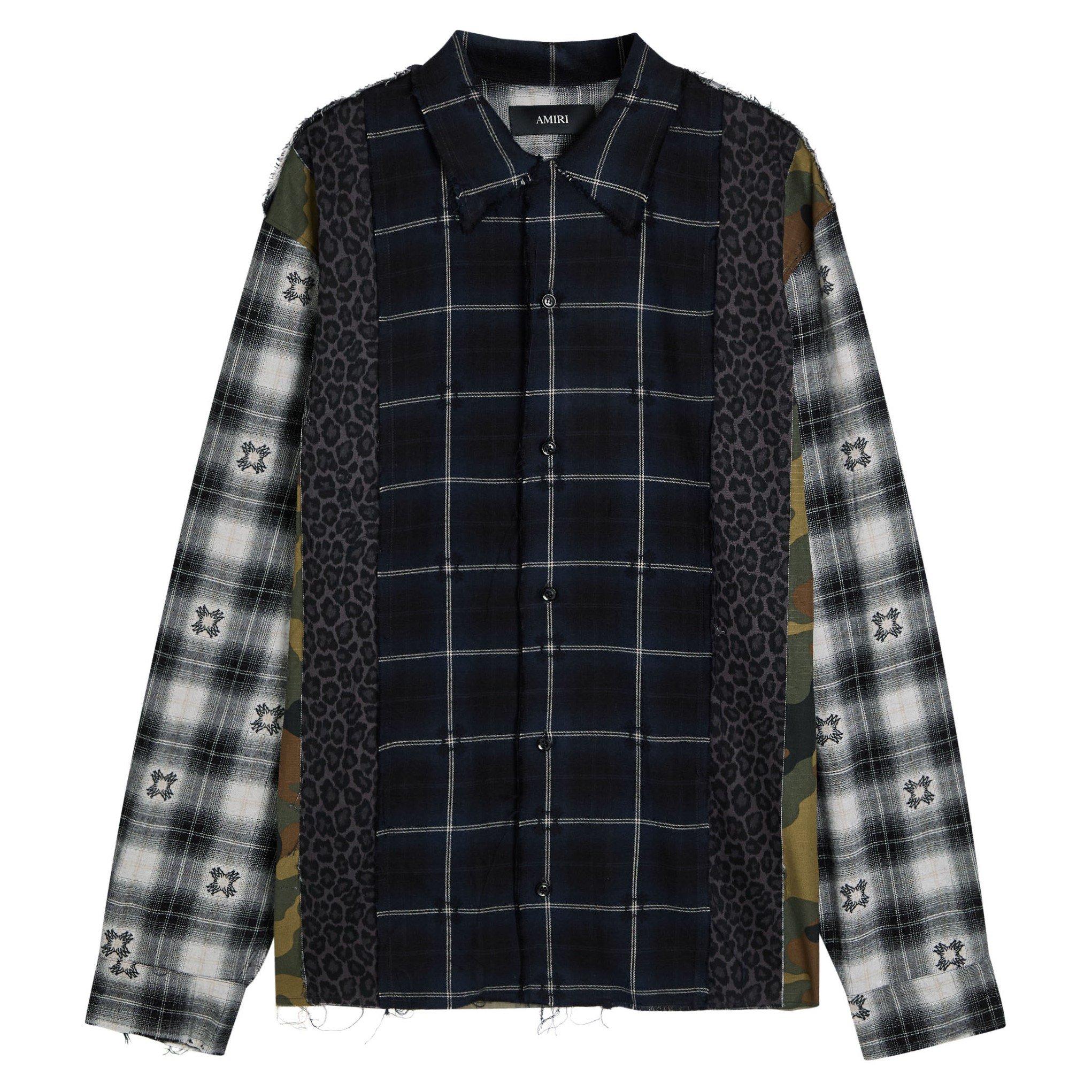 BLUE - Amiri - AMIRI SPLICED QUAD FLANNEL - 1