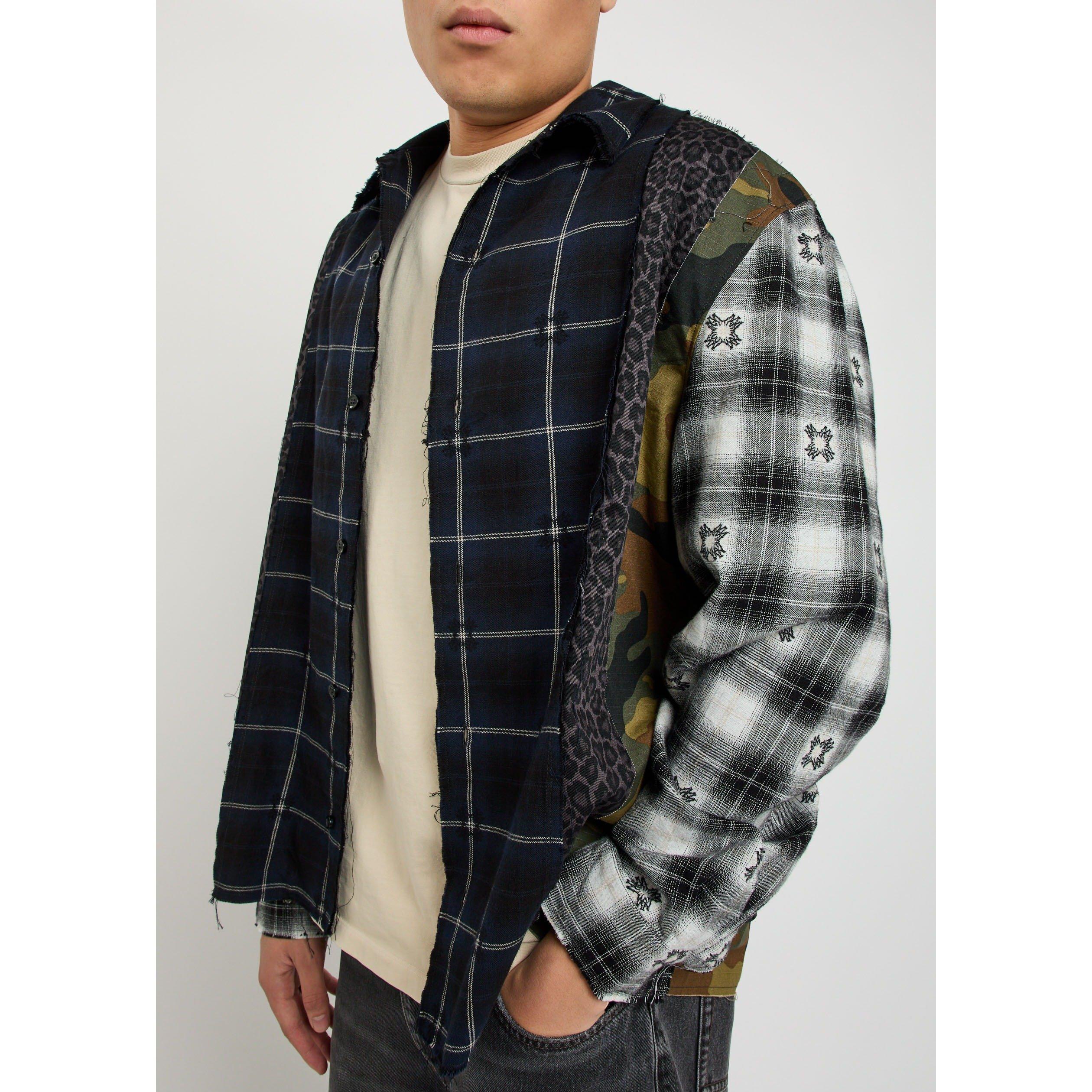 BLUE - Amiri - AMIRI SPLICED QUAD FLANNEL - 4