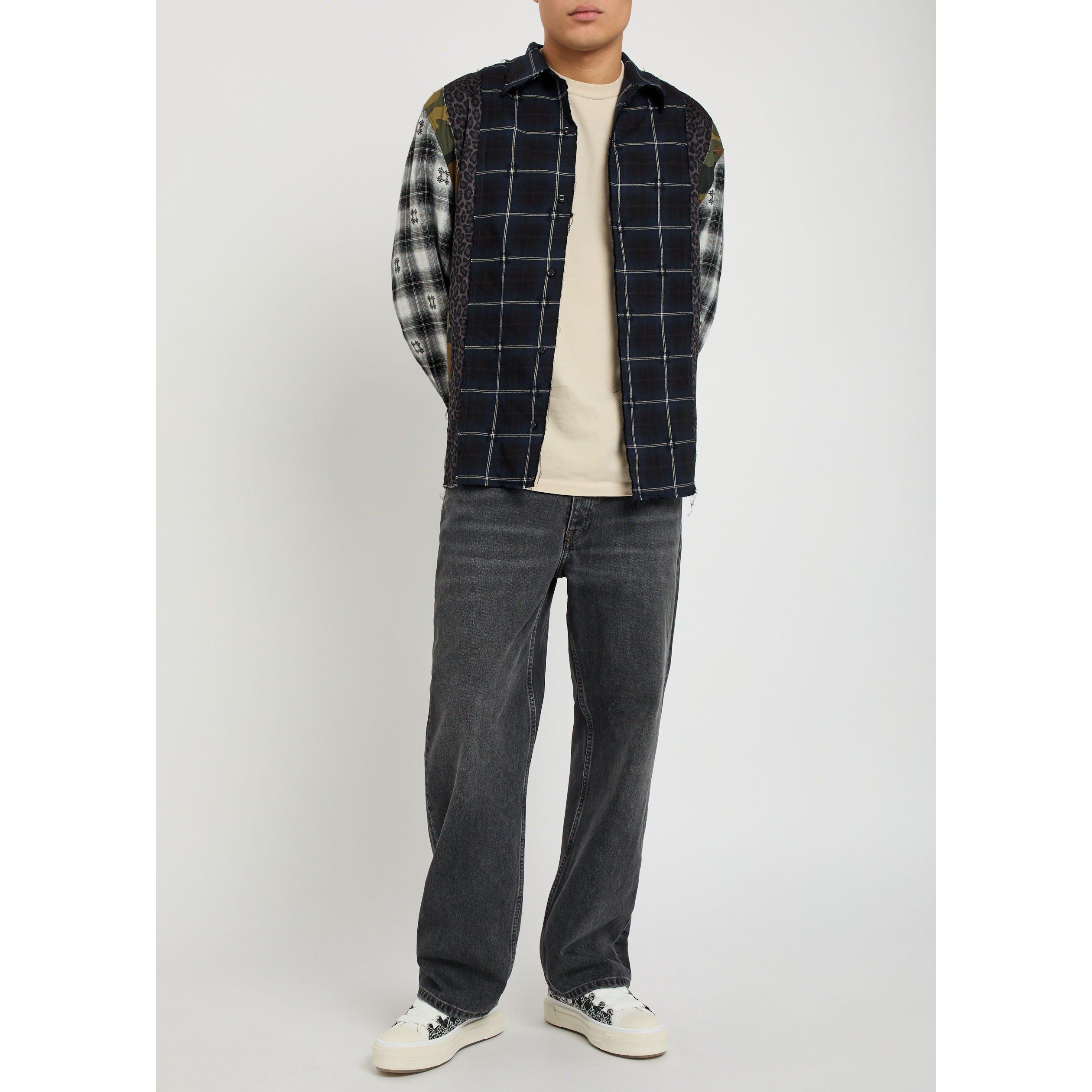 BLUE - Amiri - AMIRI SPLICED QUAD FLANNEL - 5