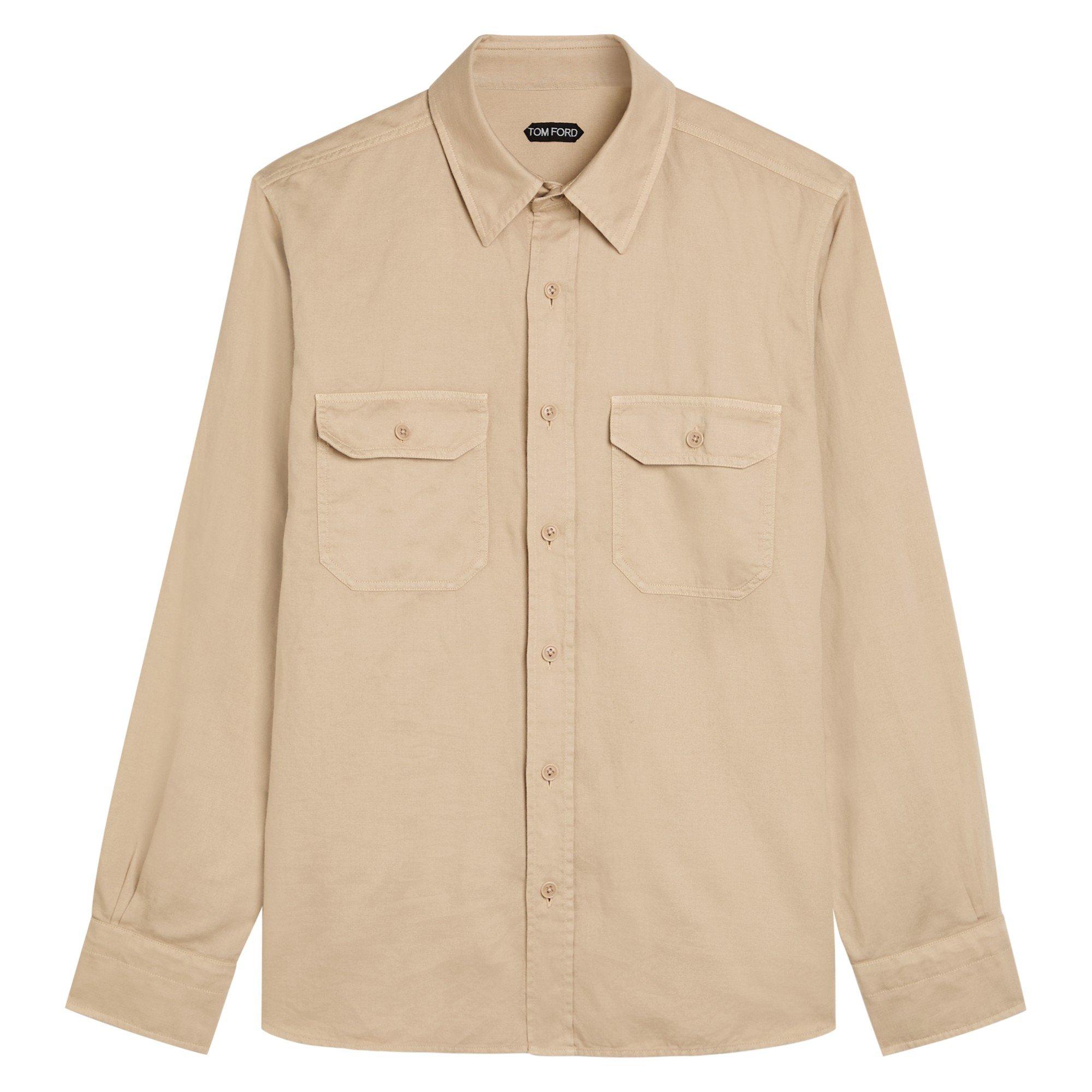 Men's Military Cotton-Linen Long-Sleeve Shirt