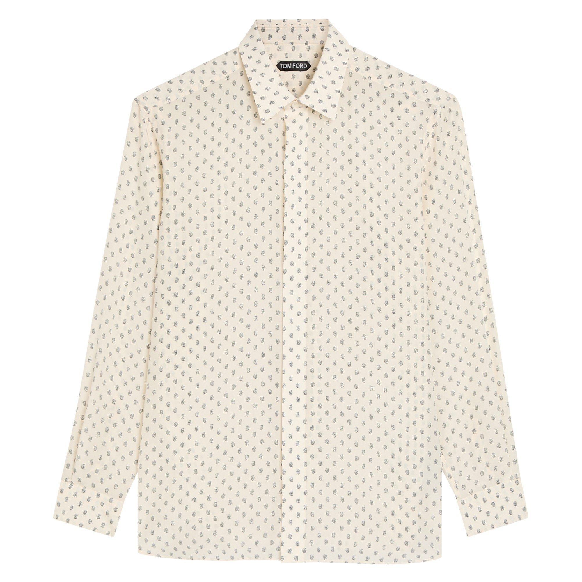 WHITE AND BLUE - Tom Ford - TF PAISLEY PRINT FLUID SHIRT - 1