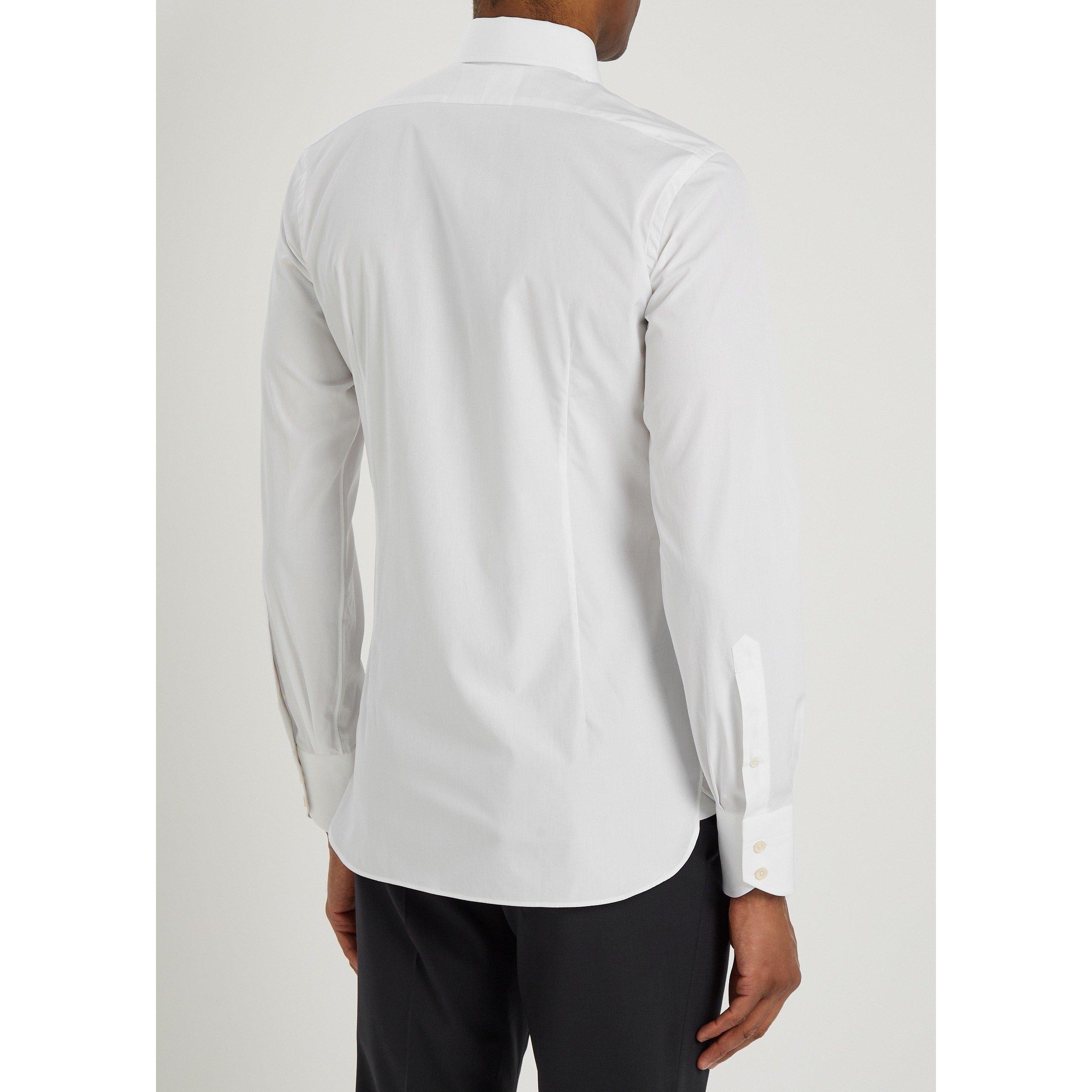 WHITE - Tom Ford - Men's Cotton Long-Sleeve Slim-Fit Shirt - 3