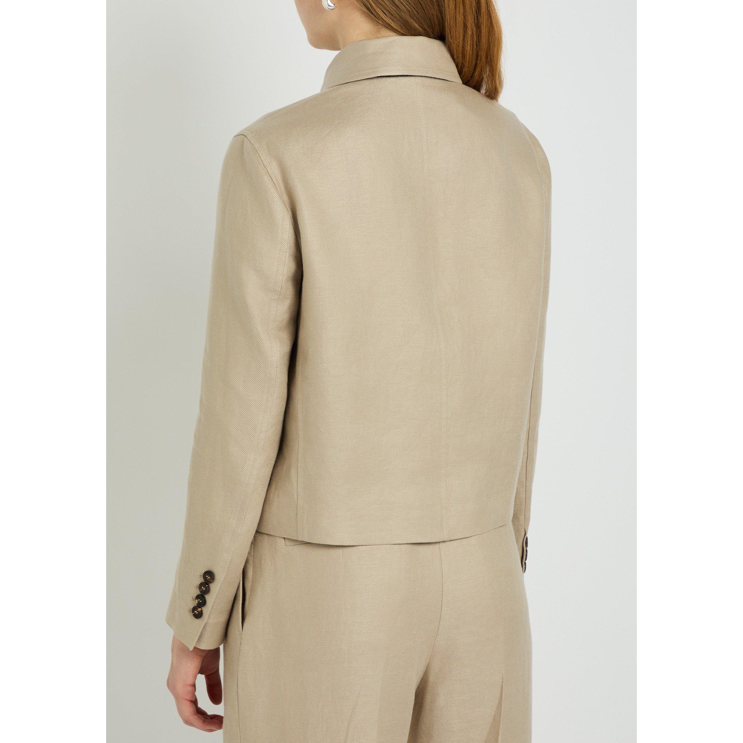 BEIGE - Brunello Cucinelli - Women's Linen Cropped Blazer - 3