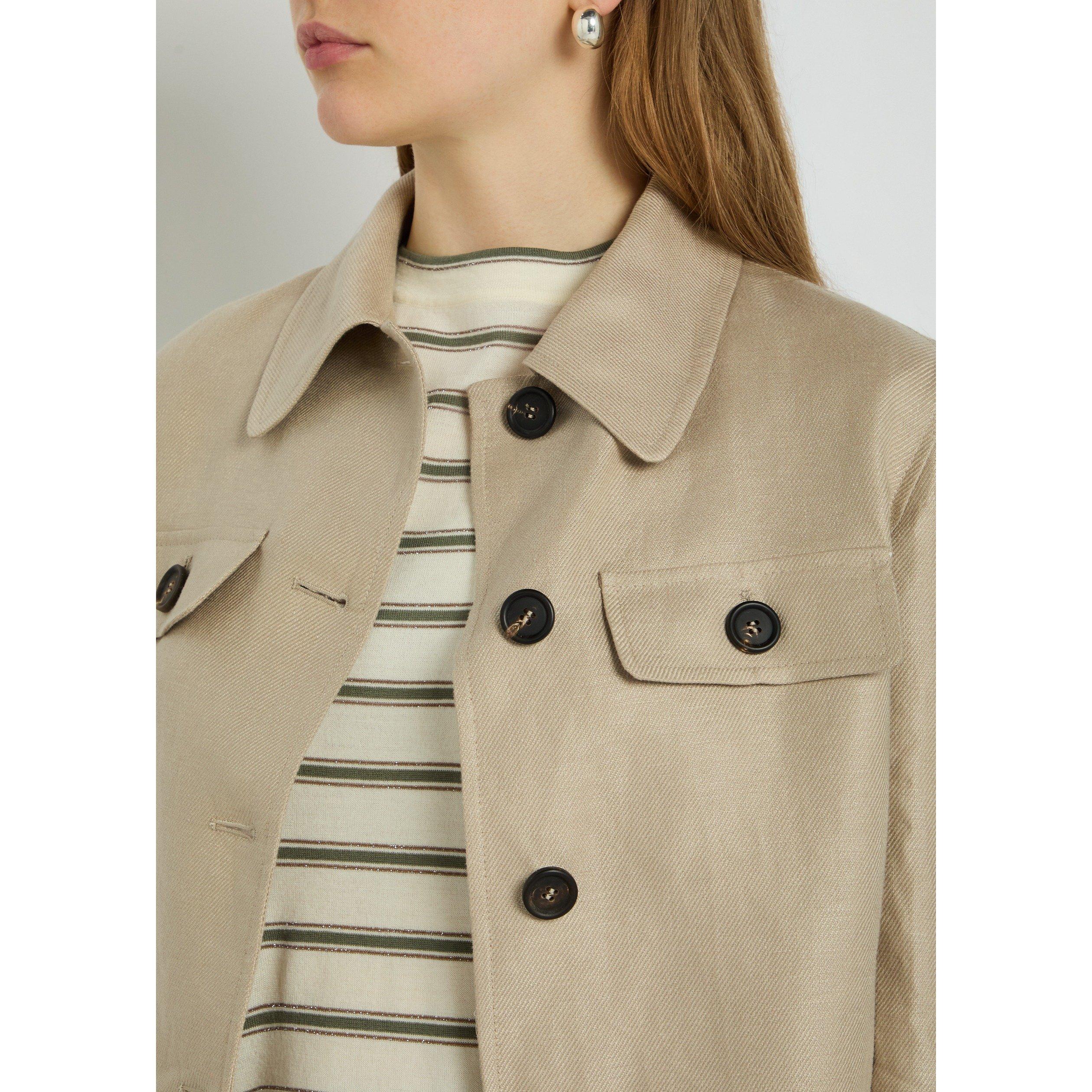 BEIGE - Brunello Cucinelli - Women's Linen Cropped Blazer - 4
