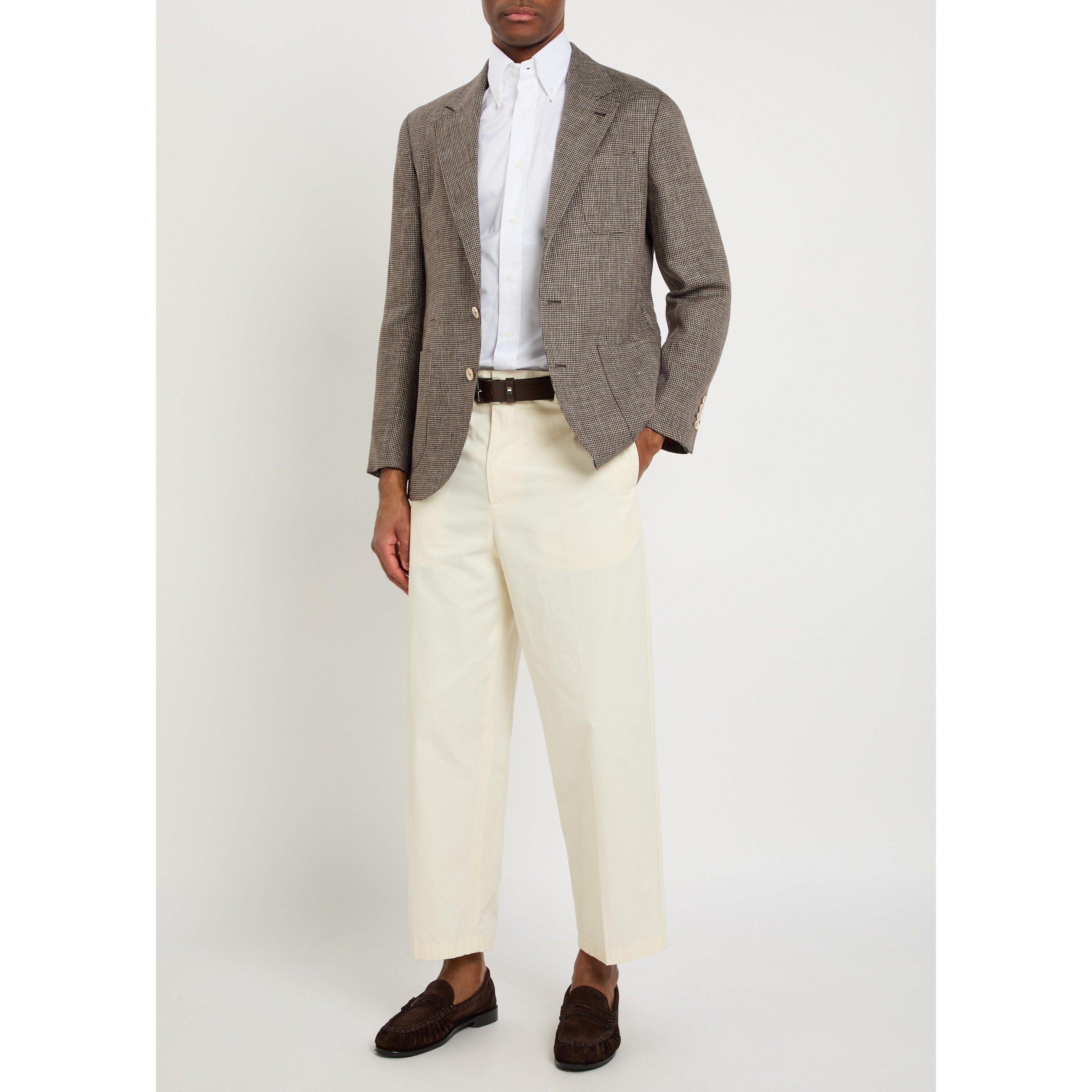 WHITE - Brunello Cucinelli - Men's Long-Sleeve Cotton Plain Shirt - 5