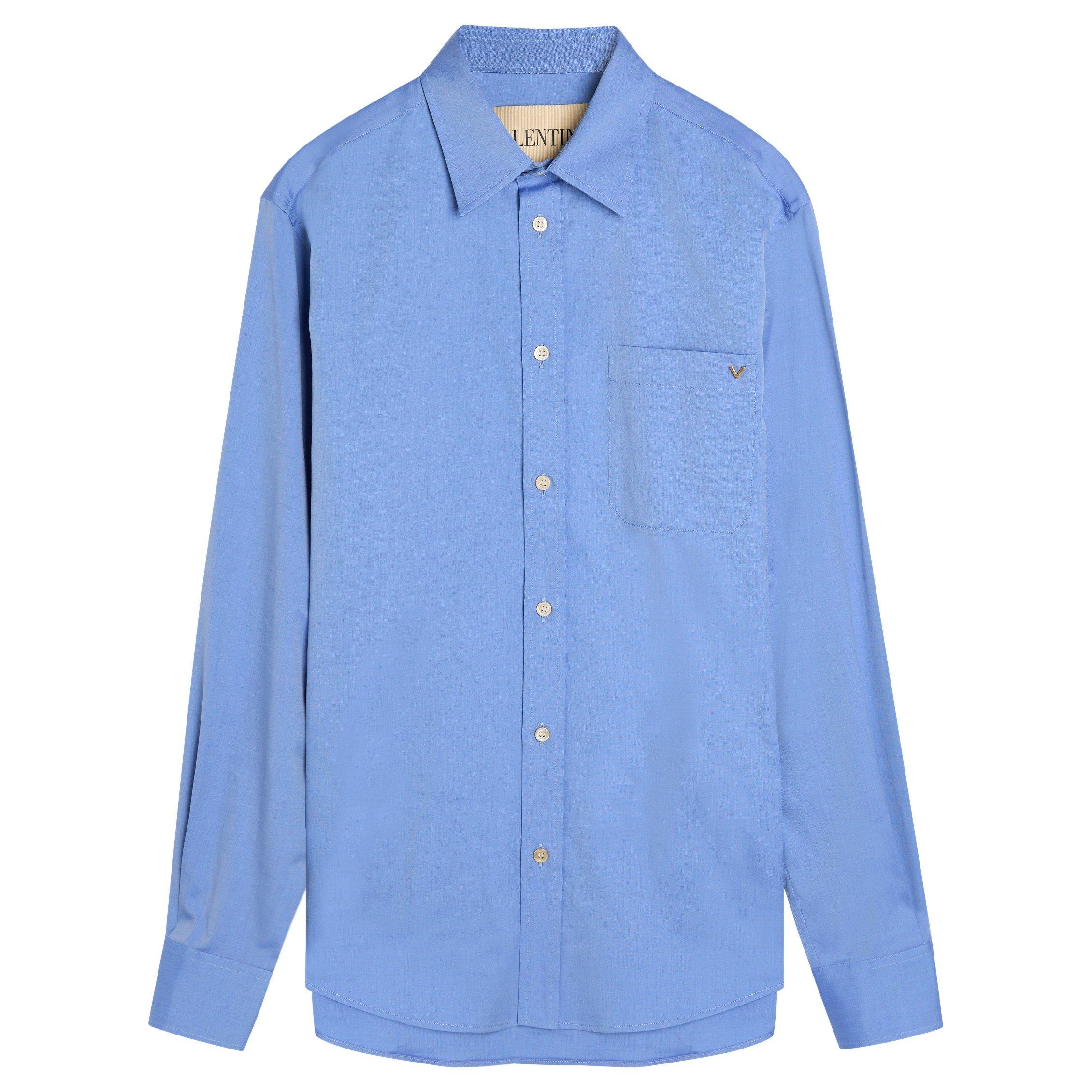 BLUE - Valentino - VAL LIGHTWEIGHT OXFORD LOGO LS - 1