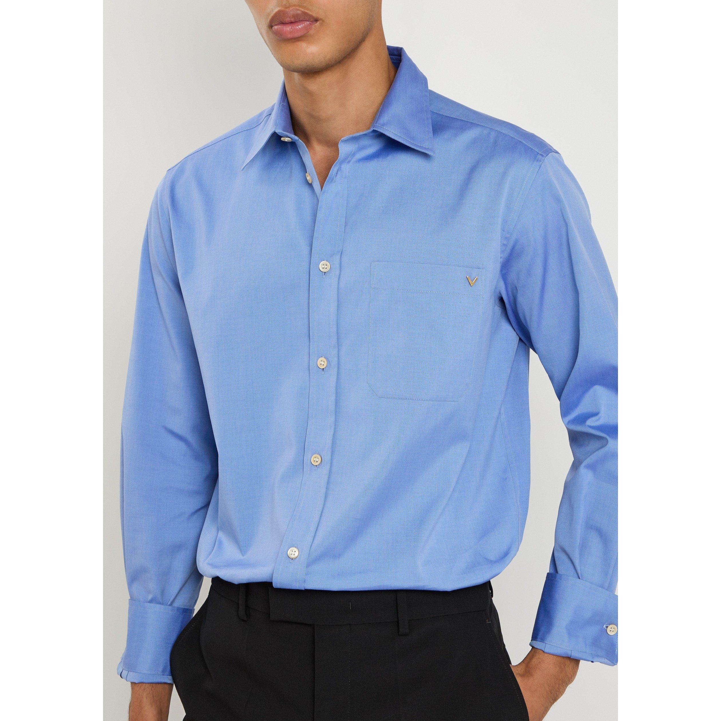 BLUE - Valentino - VAL LIGHTWEIGHT OXFORD LOGO LS - 4