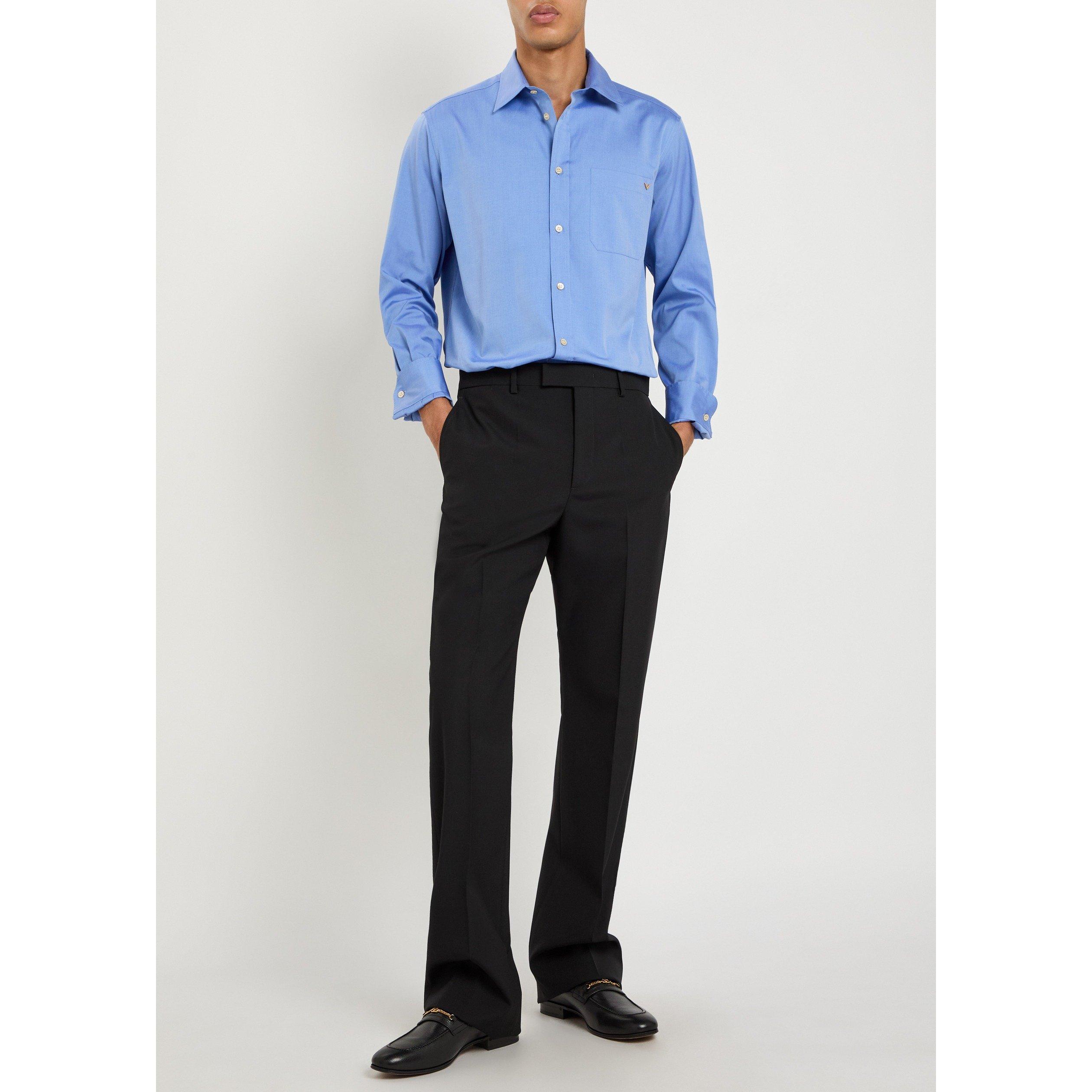 BLUE - Valentino - VAL LIGHTWEIGHT OXFORD LOGO LS - 5