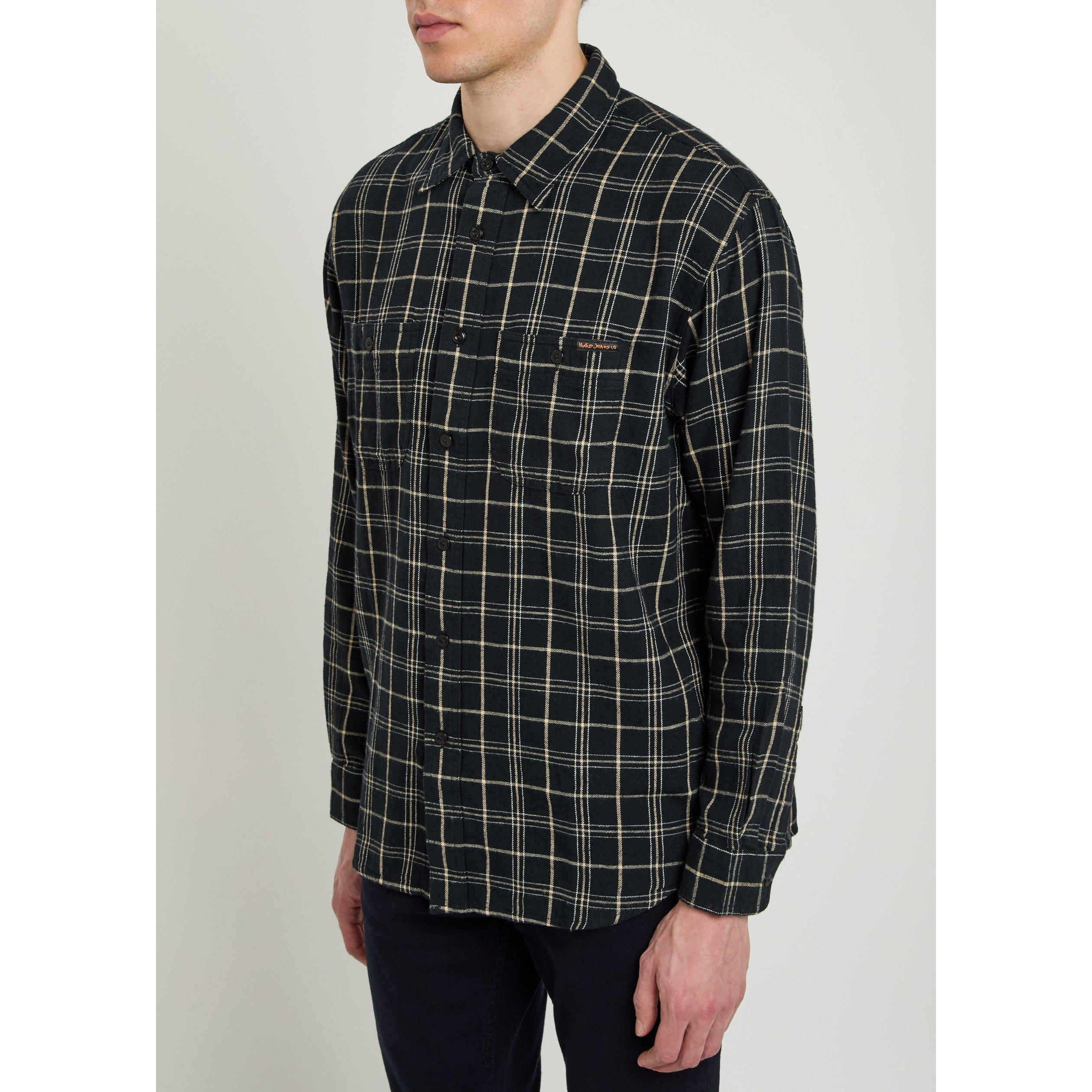 BLACK - Nudie Jeans - Men's Check Long-Sleeve Cotton Shirt - 2