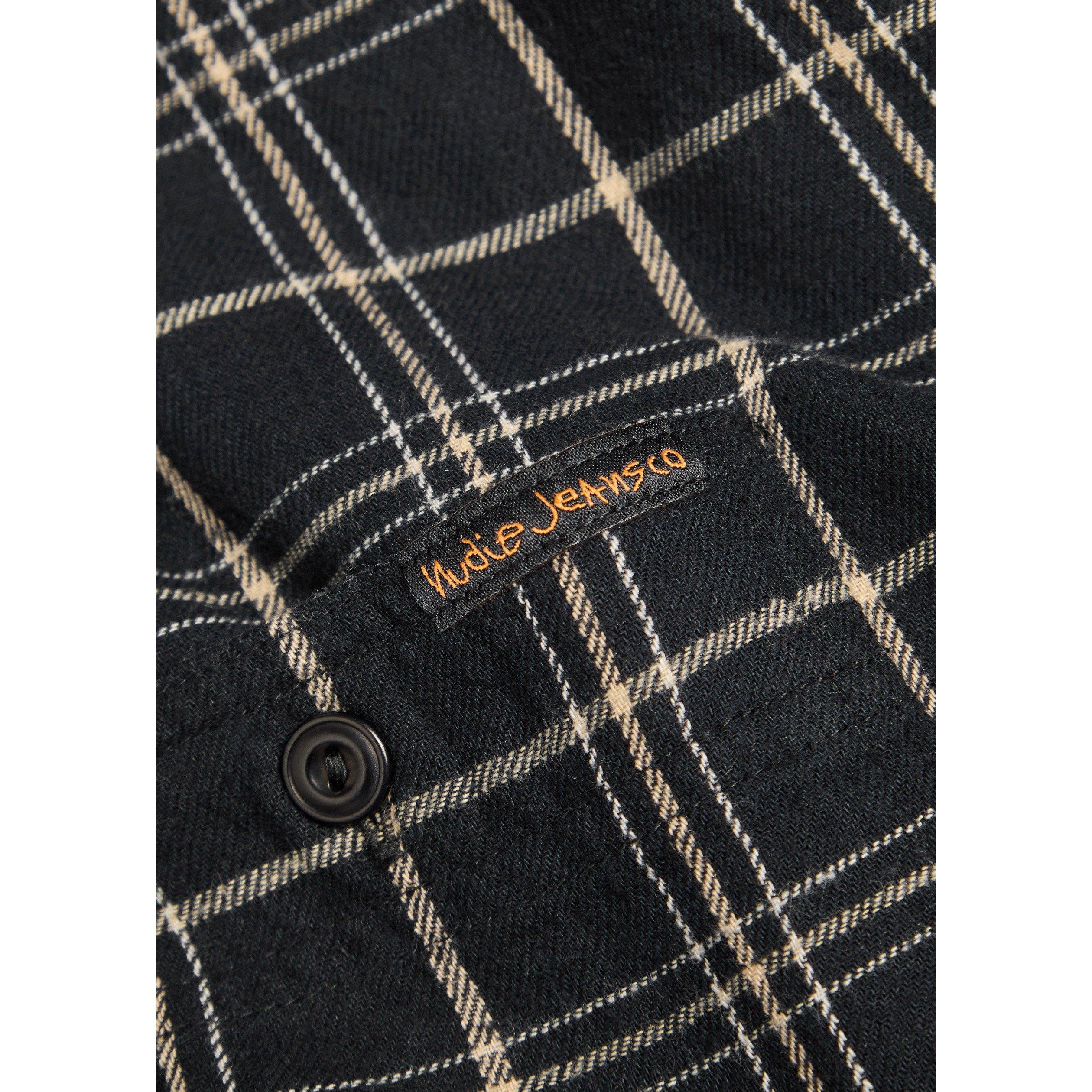 BLACK - Nudie Jeans - Men's Check Long-Sleeve Cotton Shirt - 4