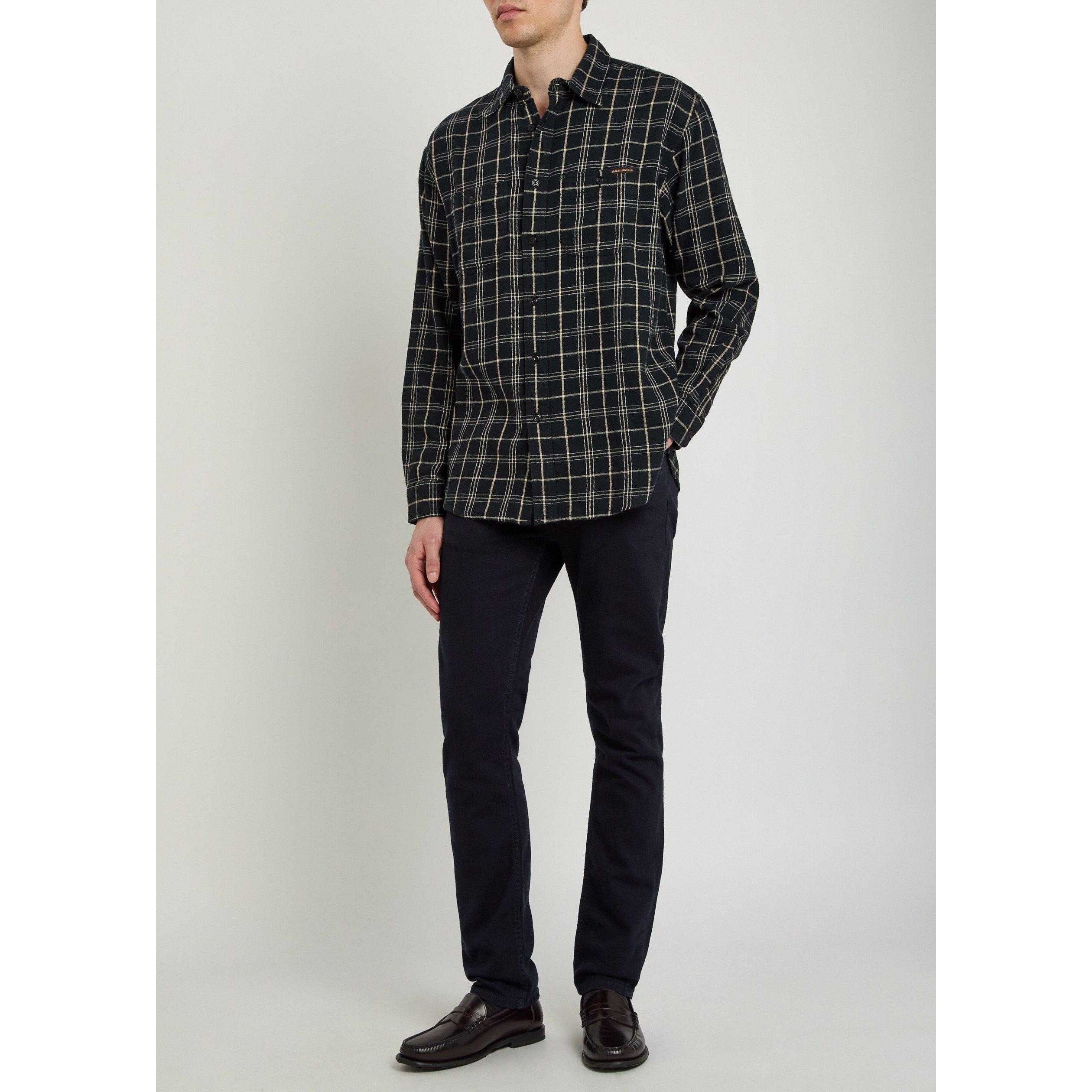 BLACK - Nudie Jeans - Men's Check Long-Sleeve Cotton Shirt - 5