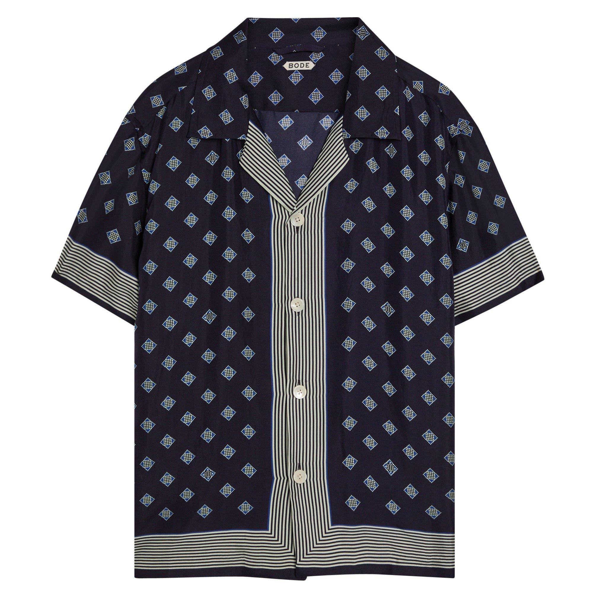 NAVY - Bode - BODE FOYER DIAMOND SHORT SLEEV