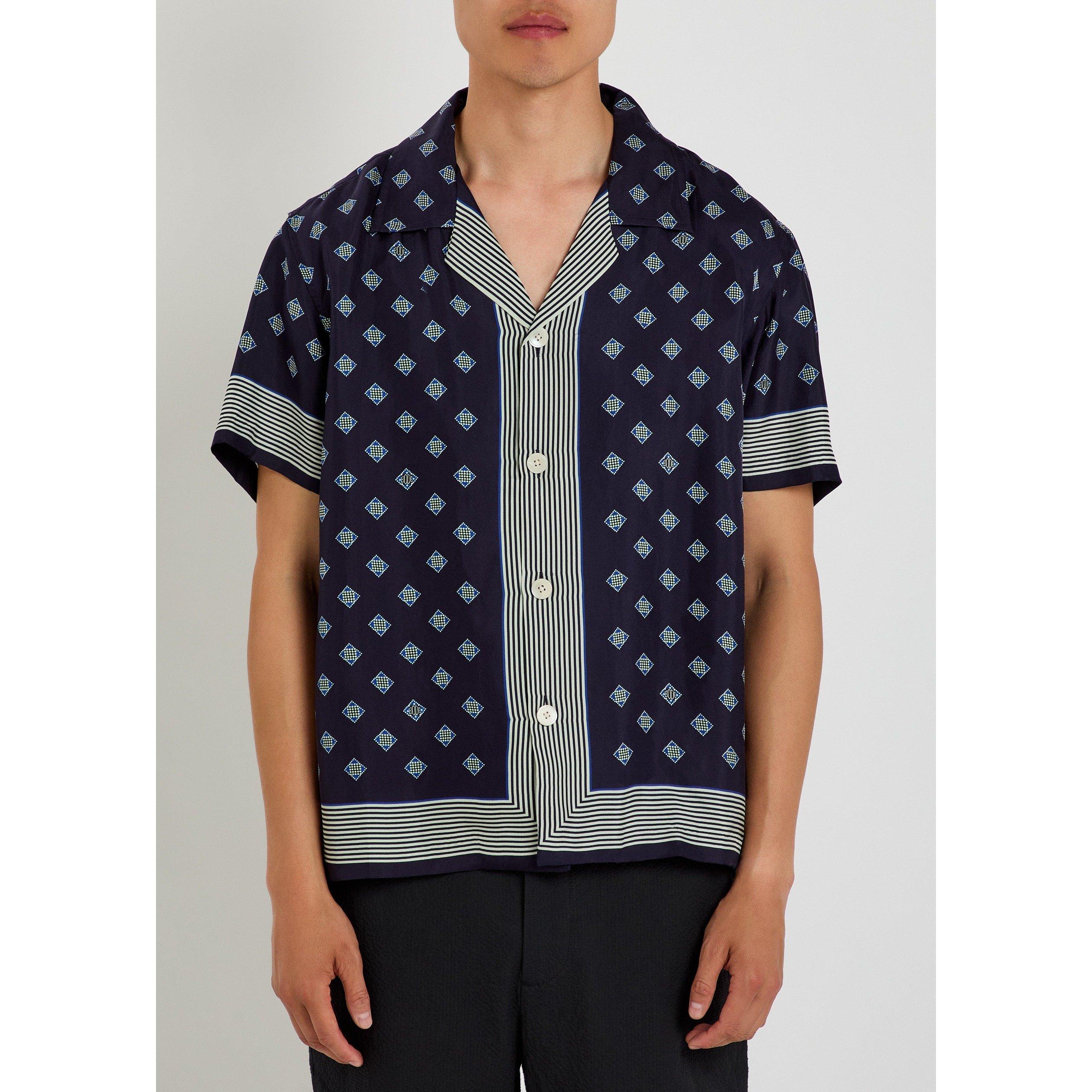 NAVY - Bode - BODE FOYER DIAMOND SHORT SLEEV - 2