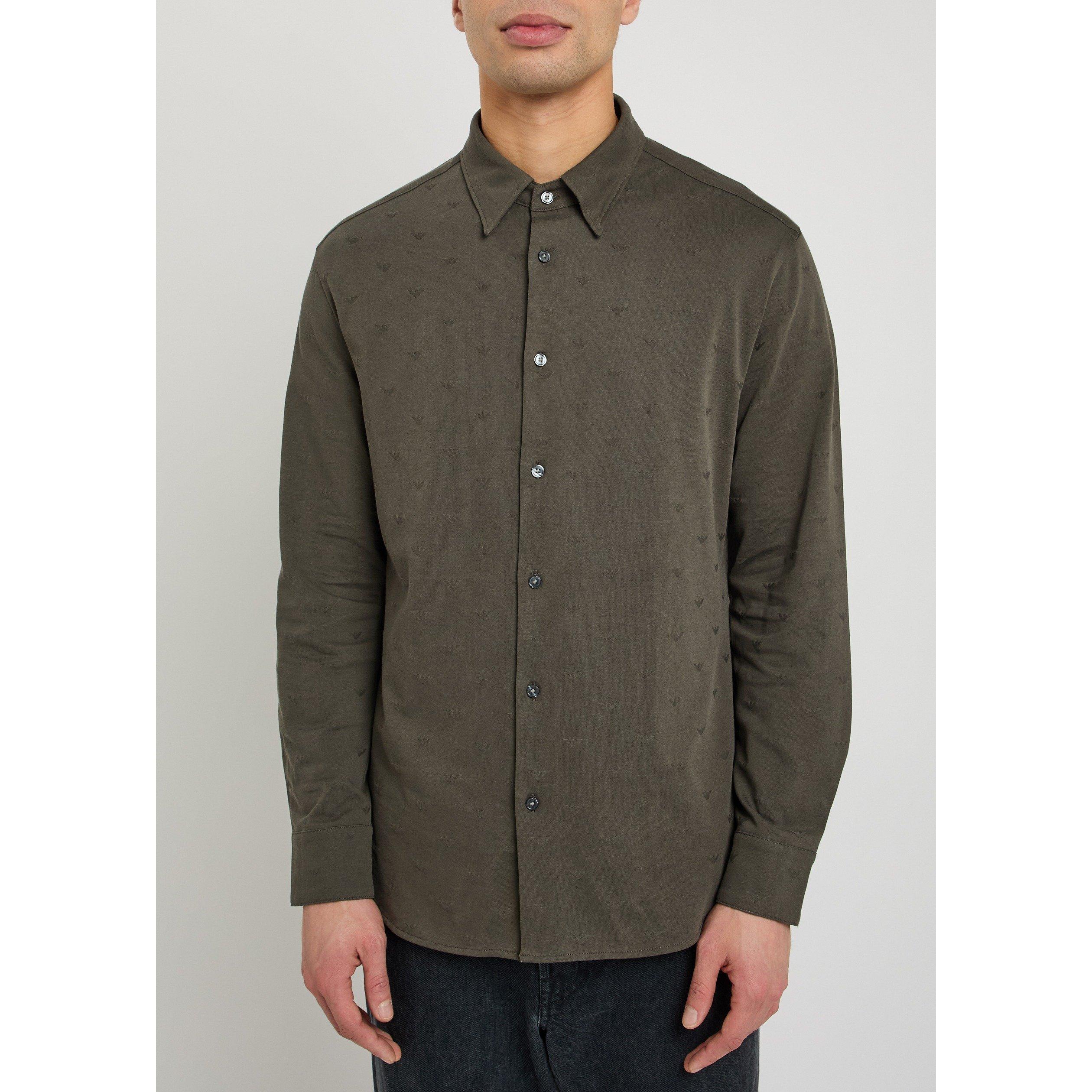 GREY AND OTHER - Emporio Armani - Men's Long-Sleeve Cotton Logo Shirt - 2