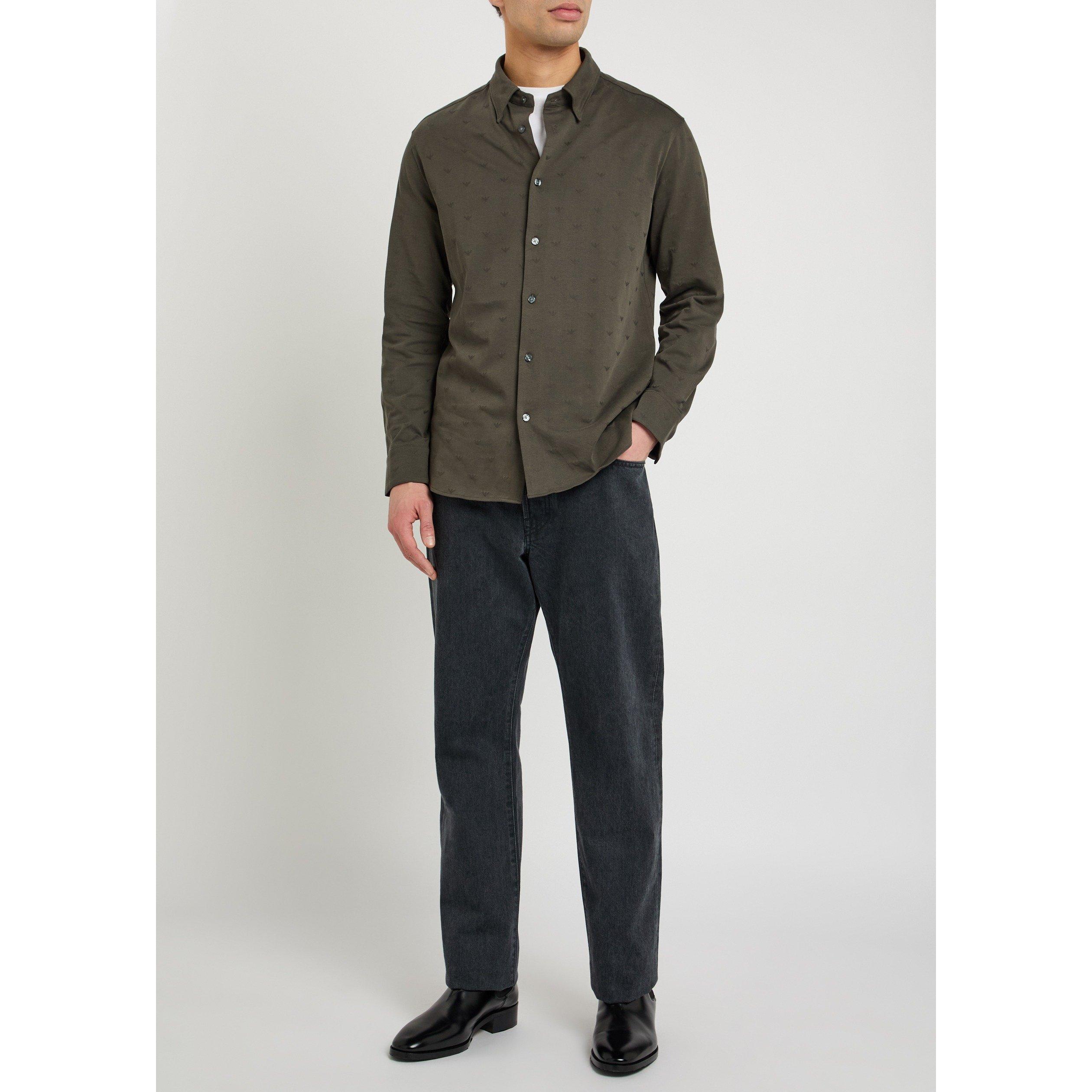 GREY AND OTHER - Emporio Armani - Men's Long-Sleeve Cotton Logo Shirt - 5