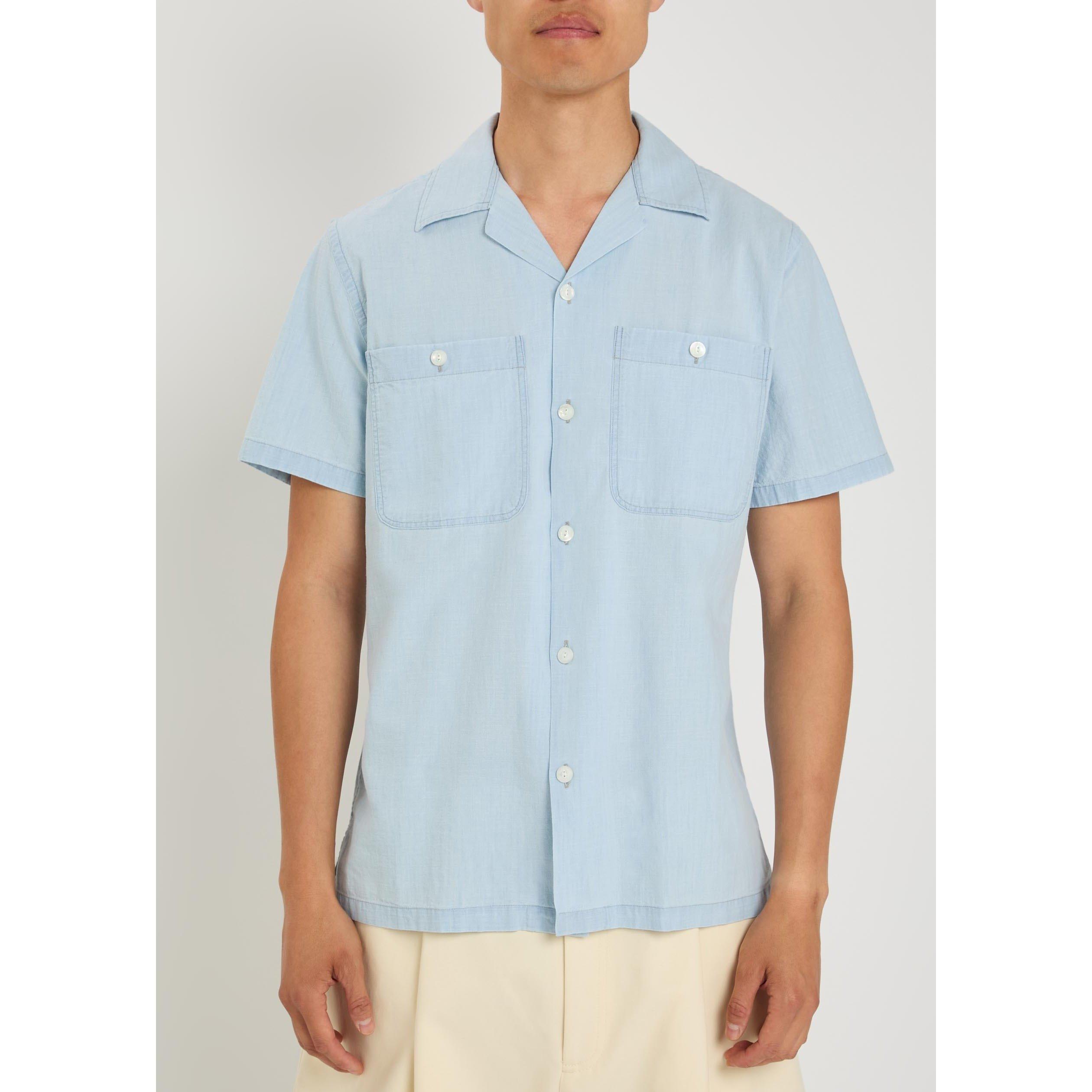 LIGHT BLUE - Drakes - DRA SHRT SS CMP CLR CHMBRY - 2