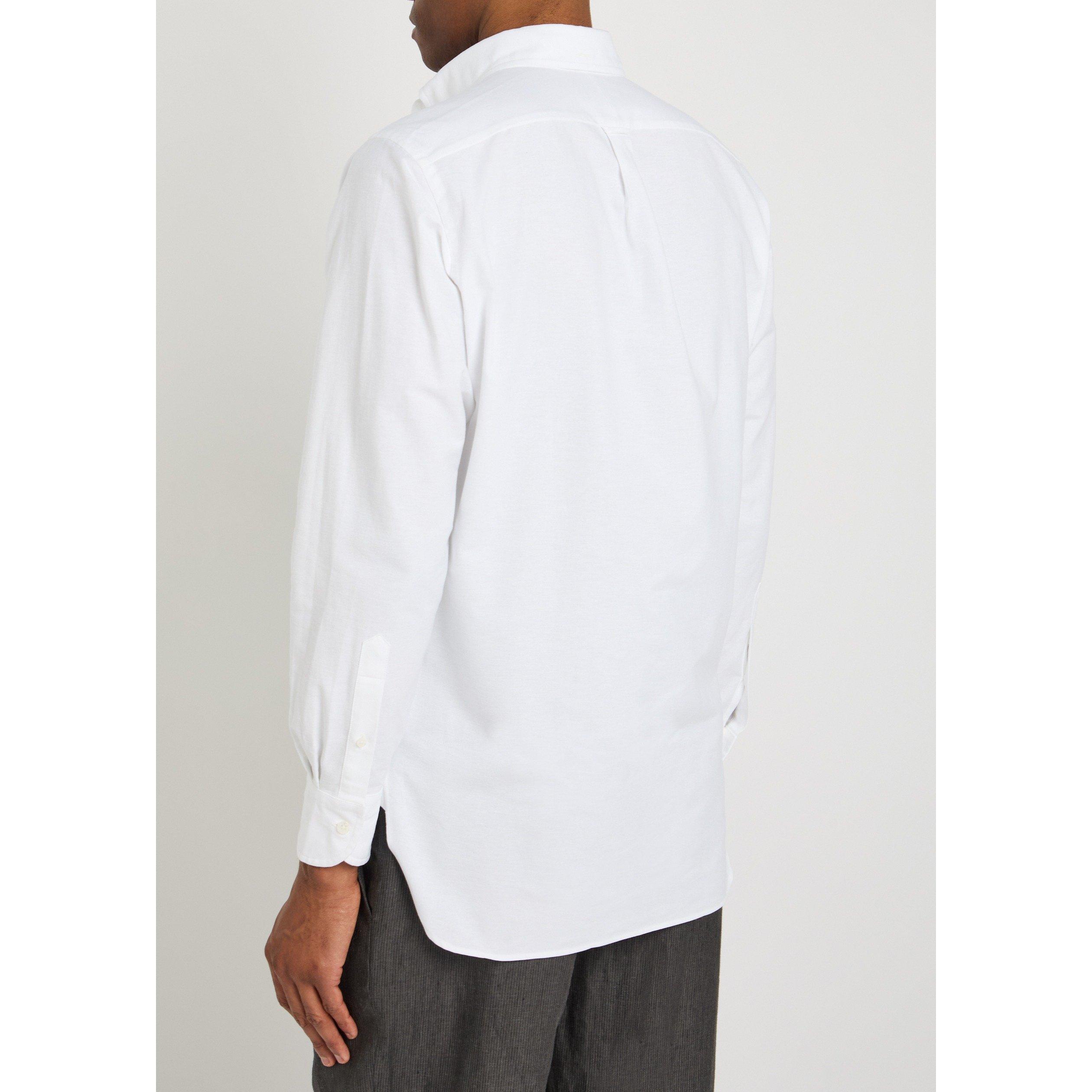 WHITE - Drakes - Men's Cotton Long-Sleeve Oxford Shirt - 3