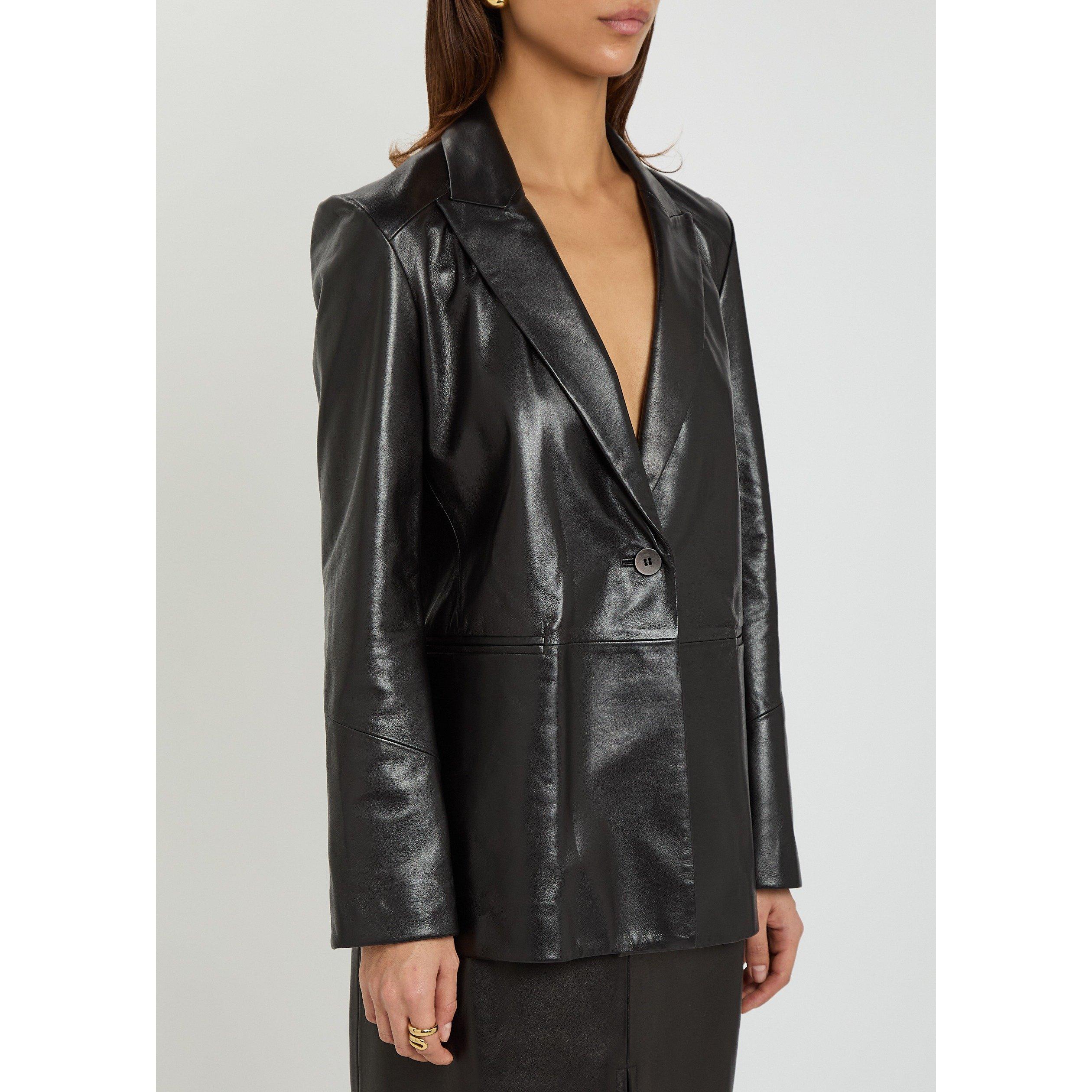 BLACK - Nour Hammour - Women's Arden Leather Blazer - 2