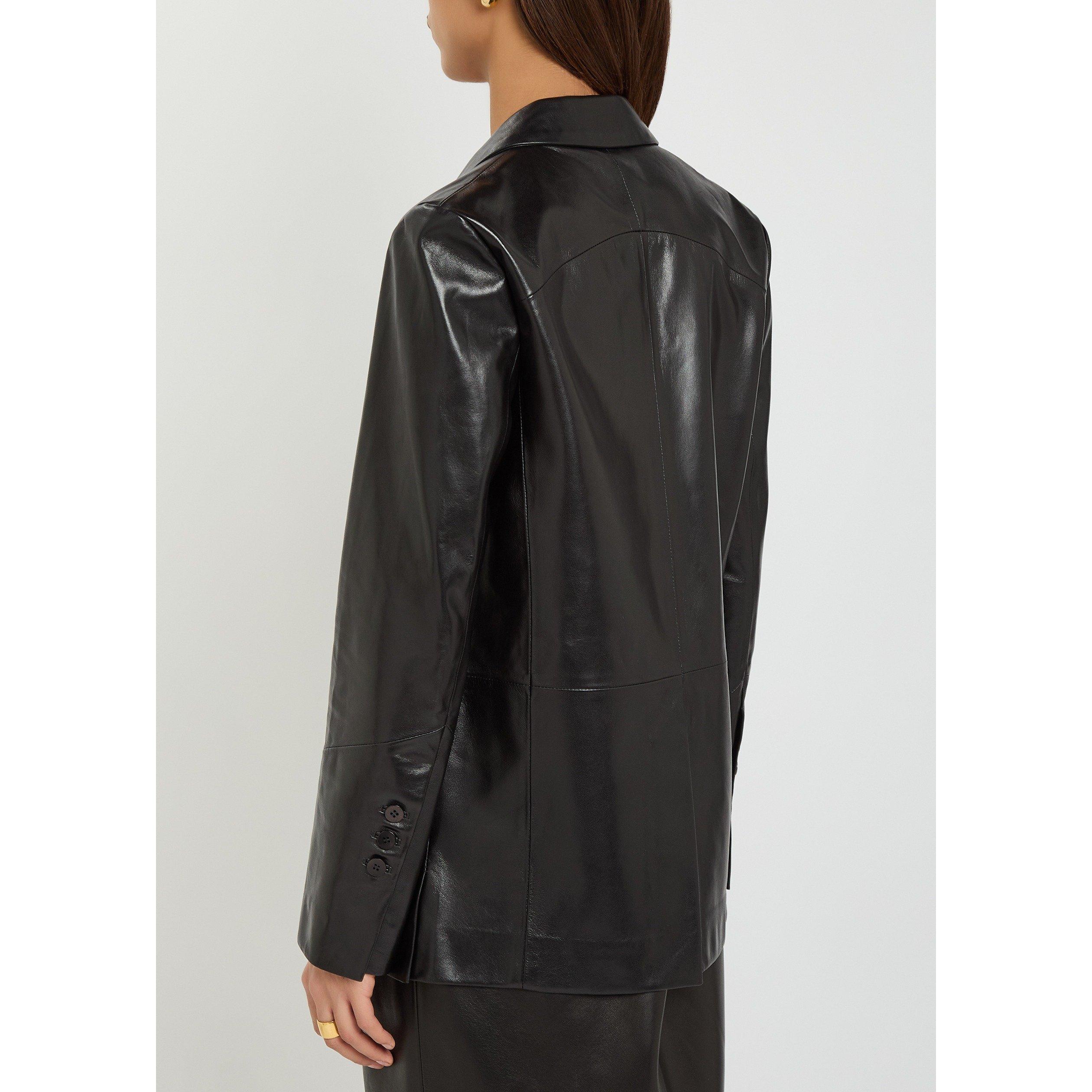 BLACK - Nour Hammour - Women's Arden Leather Blazer - 3