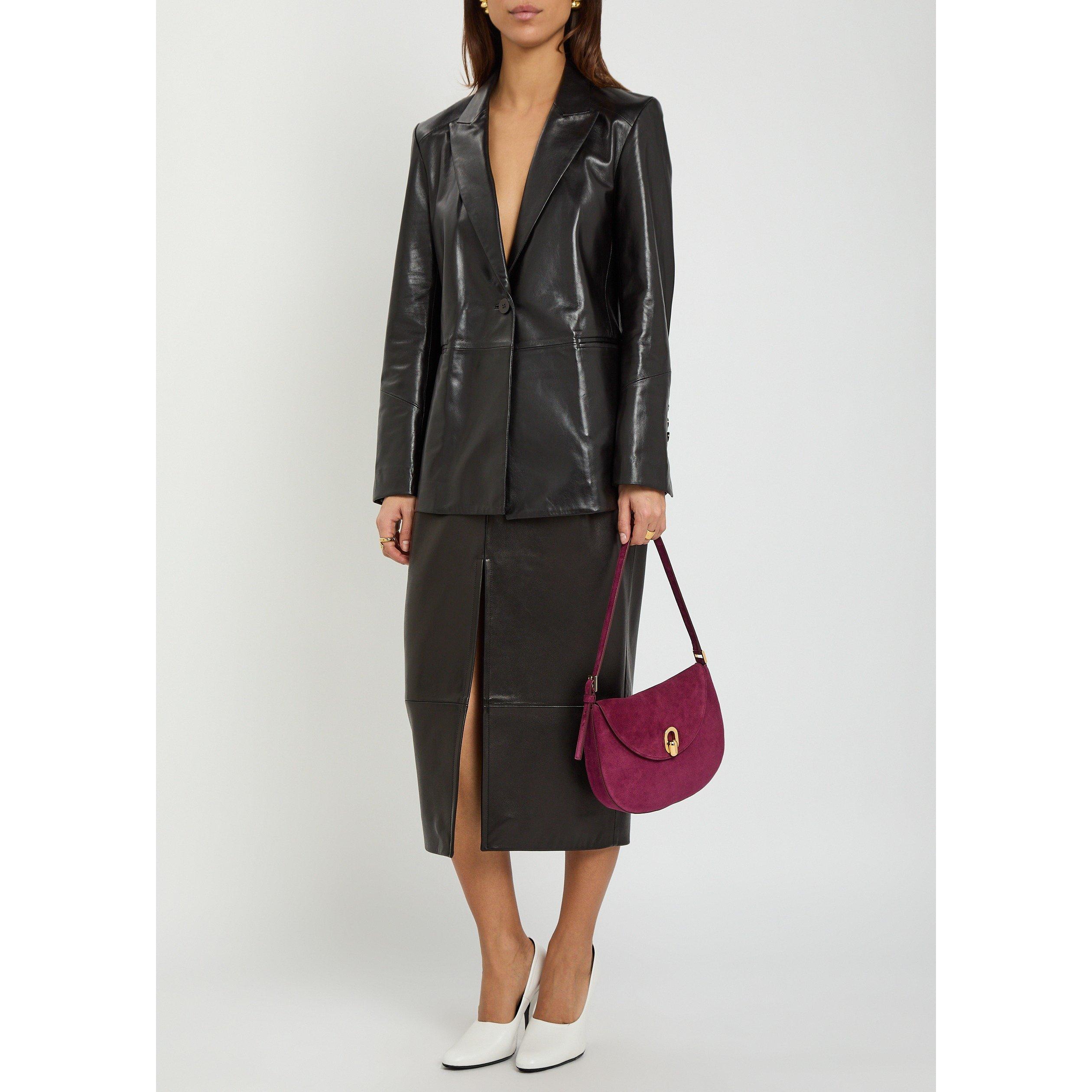 BLACK - Nour Hammour - Women's Arden Leather Blazer - 5