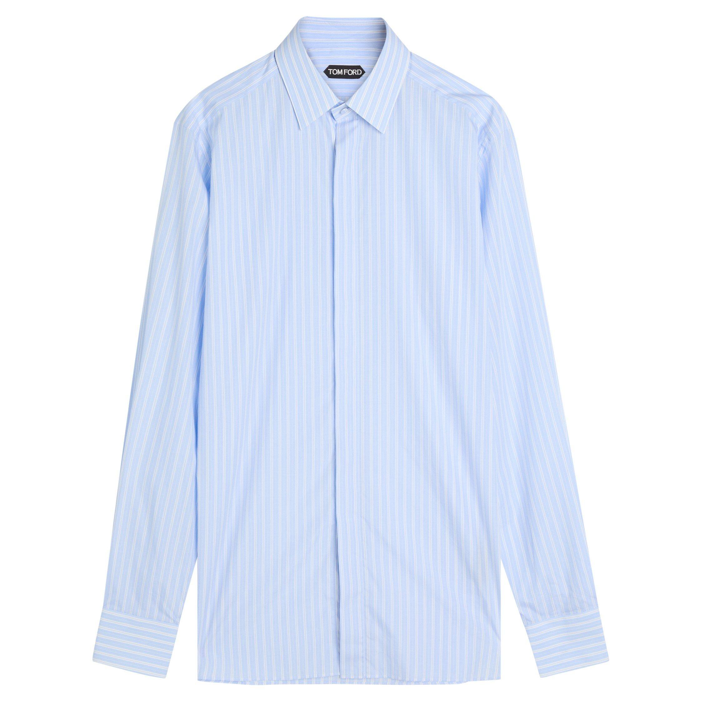 LIGHT BLUE - Tom Ford - TOM FORD TWILL STRIPE LS SHIRT - 1