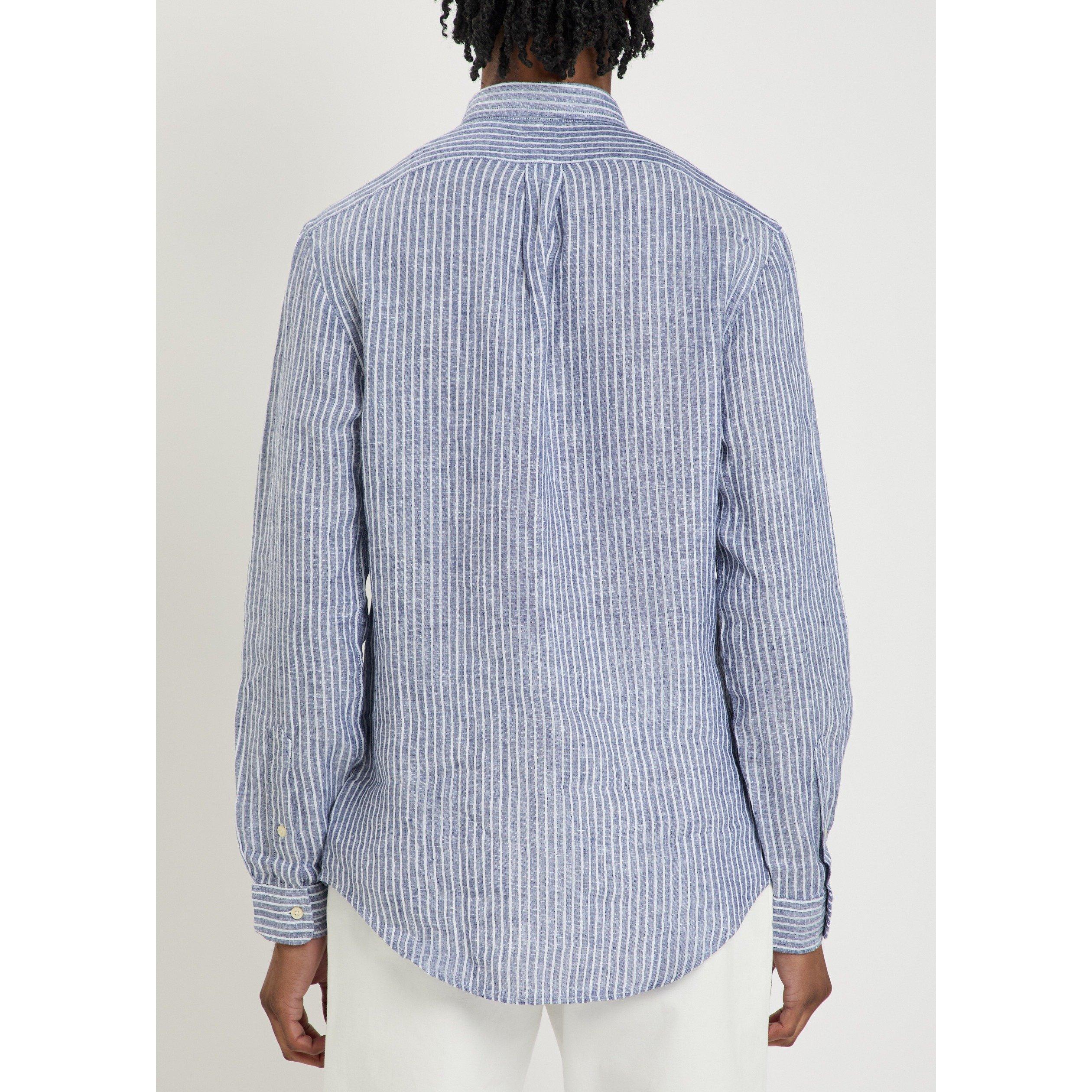 NAVY AND OTHER - Polo Ralph Lauren - Men's Striped Linen Long-Sleeve Slim-Fit Shirt - 3