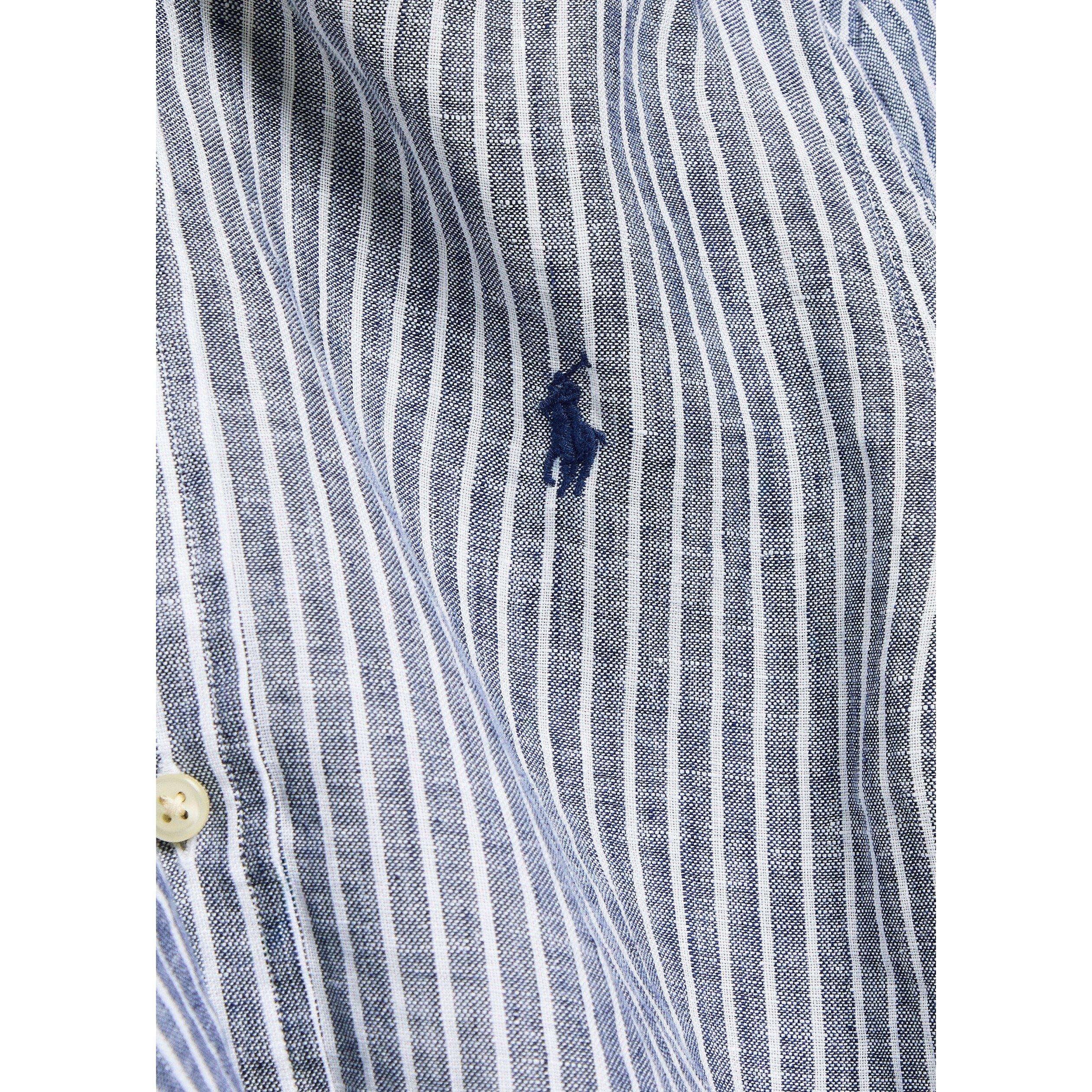 NAVY AND OTHER - Polo Ralph Lauren - Men's Striped Linen Long-Sleeve Slim-Fit Shirt - 4