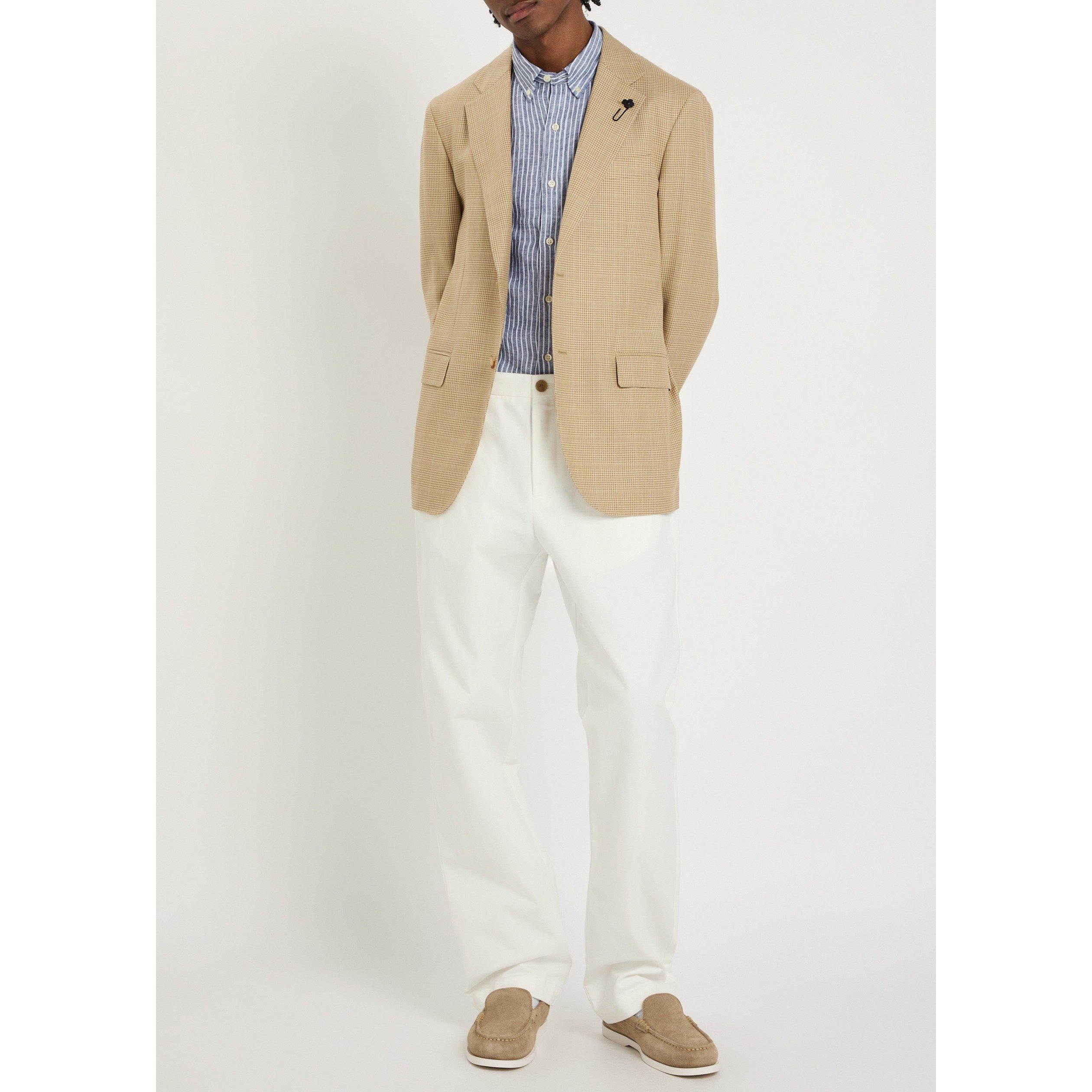 NAVY AND OTHER - Polo Ralph Lauren - Men's Striped Linen Long-Sleeve Slim-Fit Shirt - 5