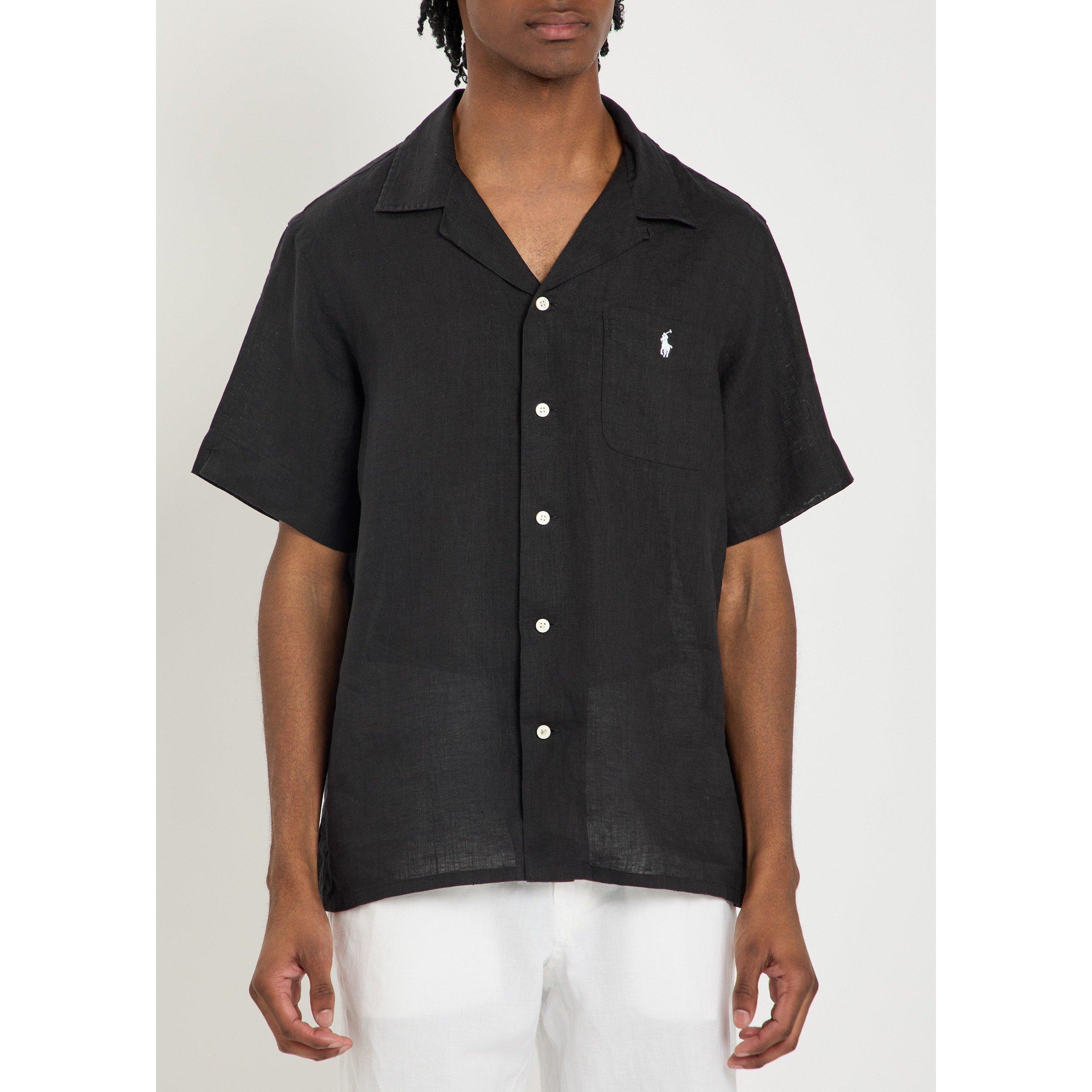 BLACK - Polo Ralph Lauren - Men's Plain Short-Sleeve Linen Shirt - 2