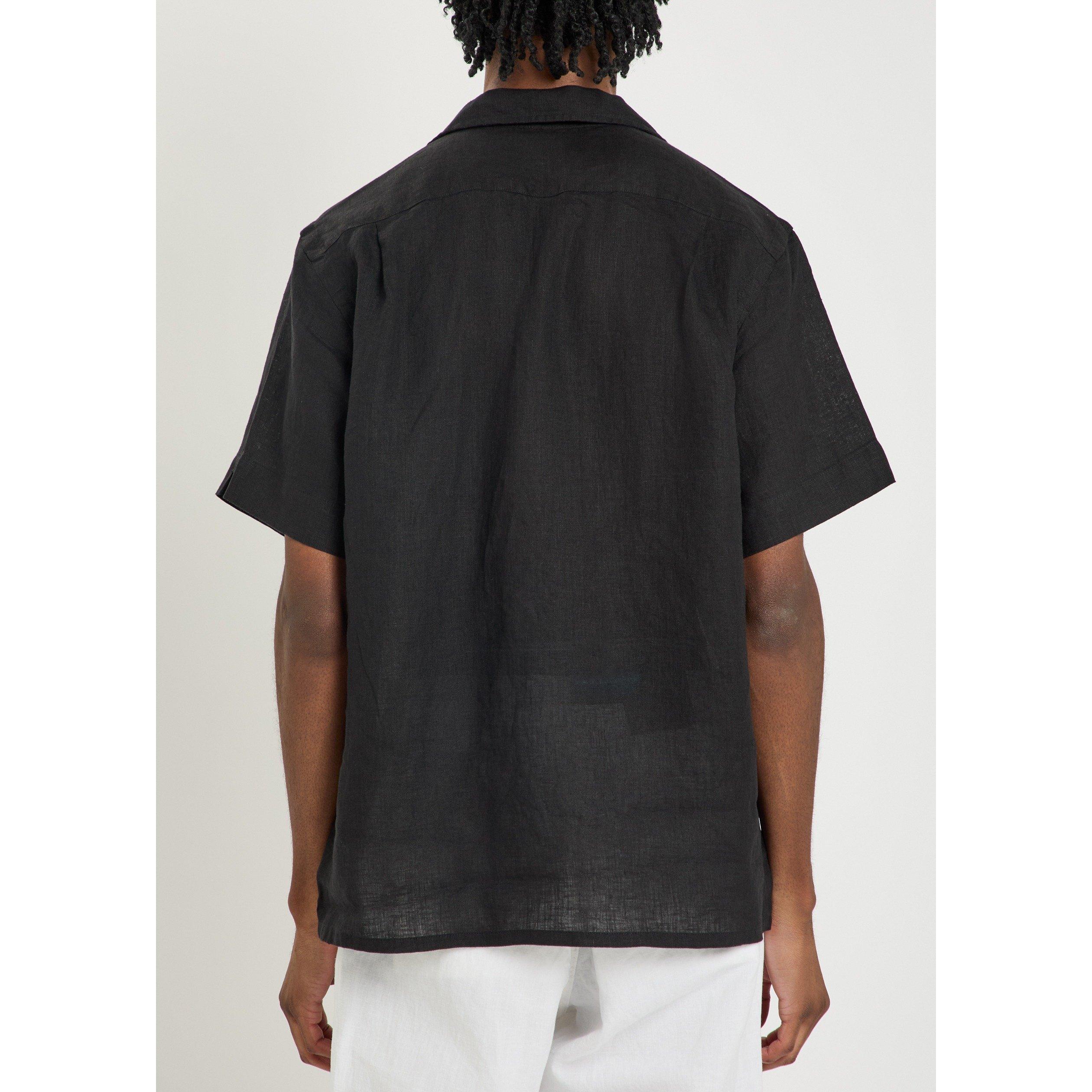 BLACK - Polo Ralph Lauren - Men's Plain Short-Sleeve Linen Shirt - 3