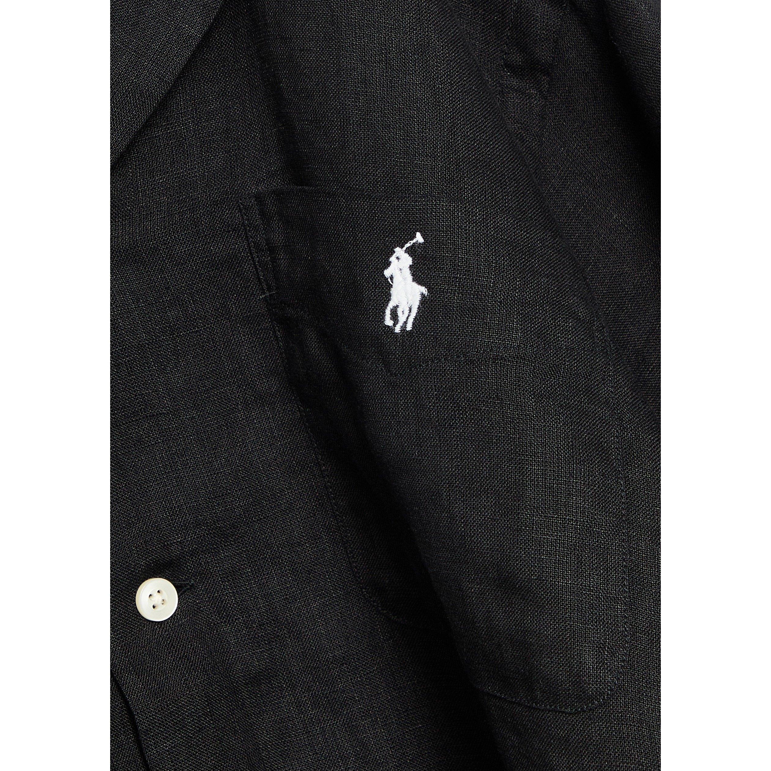 BLACK - Polo Ralph Lauren - Men's Plain Short-Sleeve Linen Shirt - 4