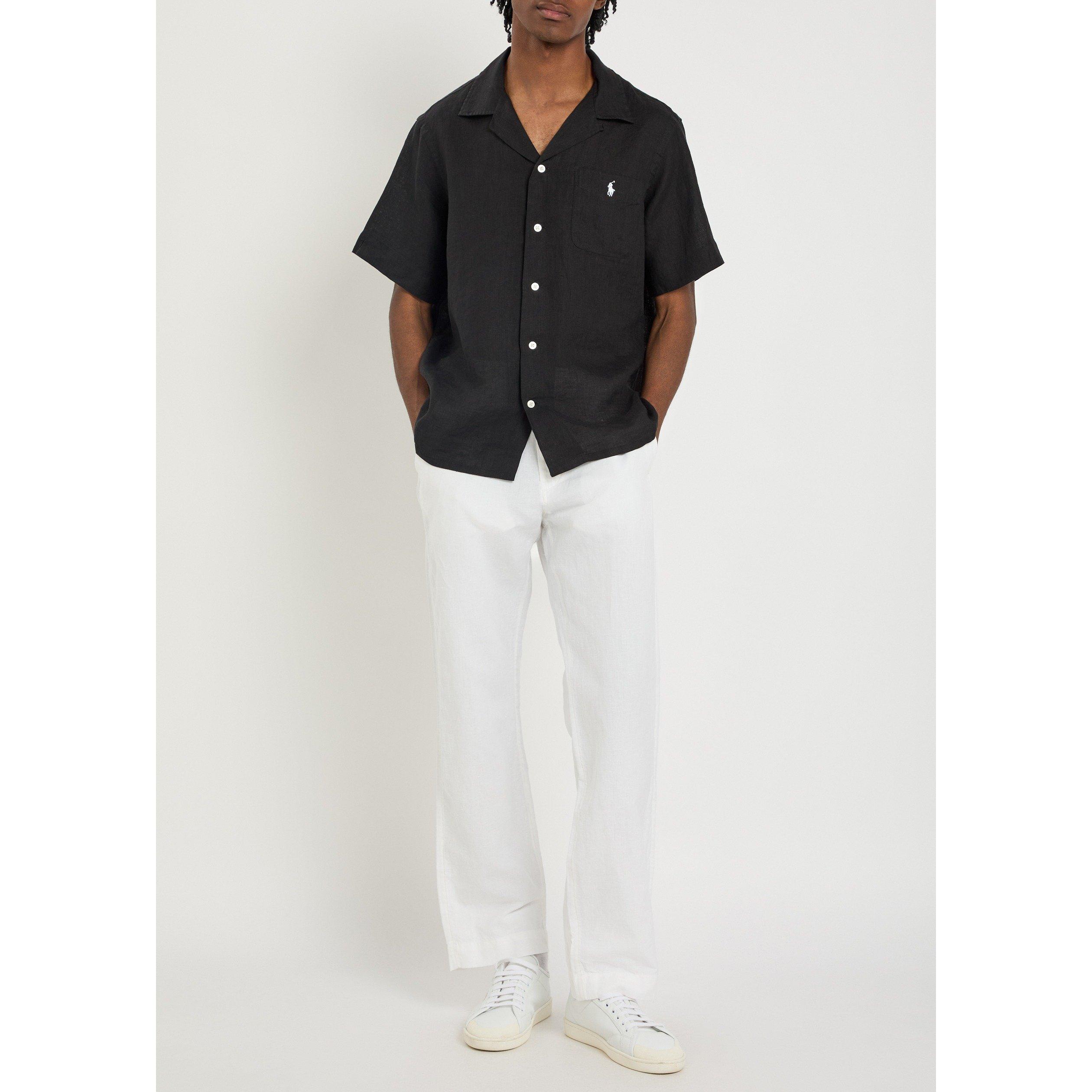 BLACK - Polo Ralph Lauren - Men's Plain Short-Sleeve Linen Shirt - 5
